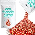 Hemway Eco Friendly Biodegradable Glitter 100g / 3.5oz Bio Cosmetic Safe Sparkle Vegan for Face, Eyeshadow, Body, Hair, Nail and Festival Makeup - Extra Chunky (1/24 0.040 1mm) - Red Holographic