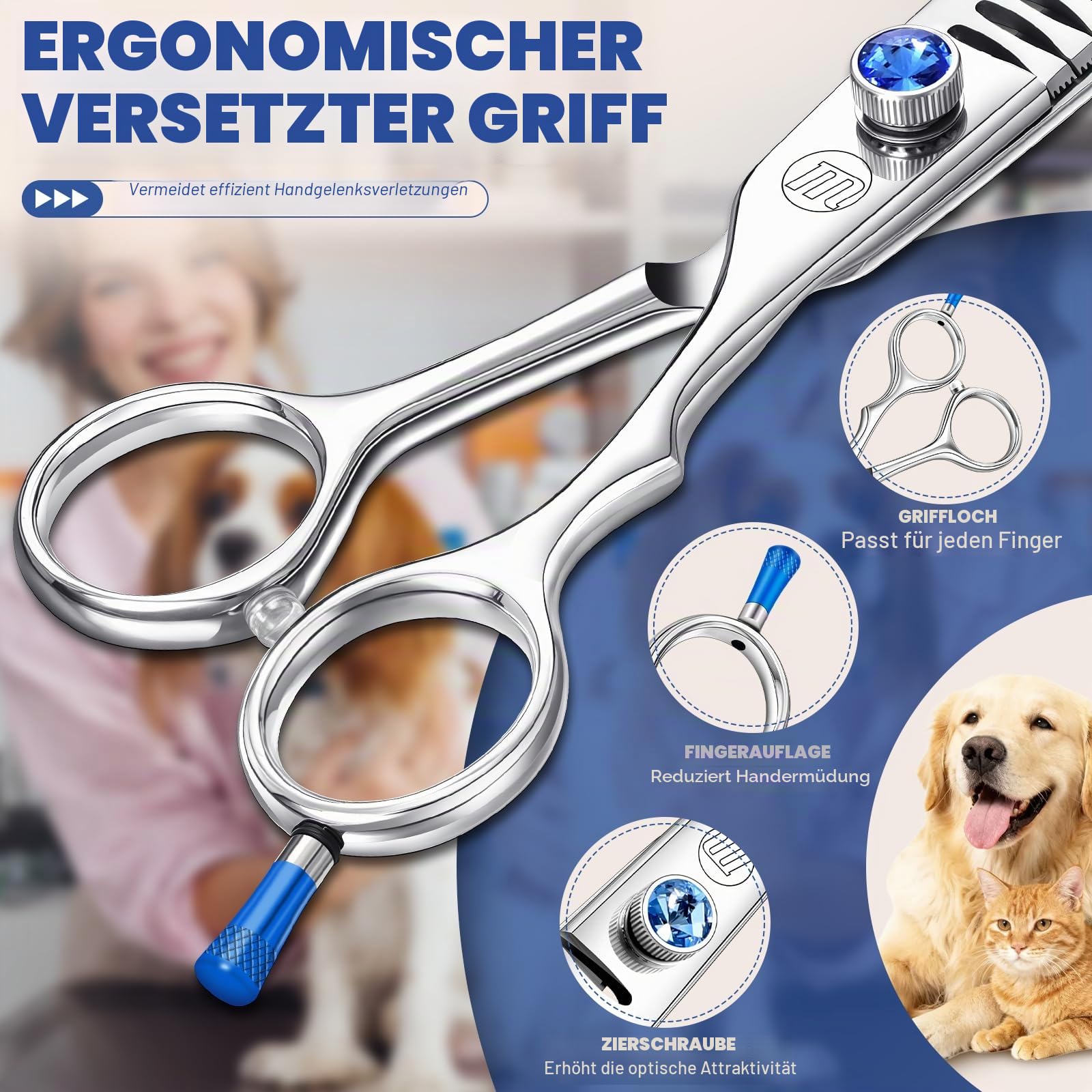 Moontay Hundeschere Chunker Effilierschere,8 Zoll
