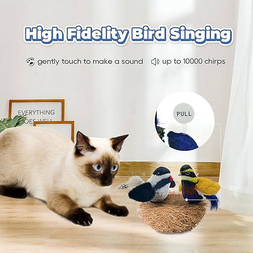 Miniatura 3 de Juguetes para gatos Chirping Tit 2 piezas con hierba gatera SilverVine, adecuados para juguetes de varita de gato, diseño de pájaros de simulación,