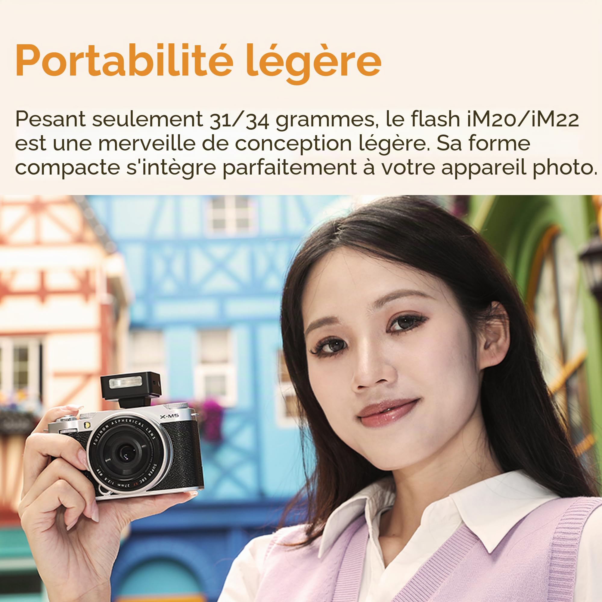 GODOX iM20 Flash 5 Niveaux de Puissance Mini Speedlite Batterie Rechargeable Intégrée Port USB-C pour Appareils Photo Fuji Canon Nikon Sony Olympus Panasonic