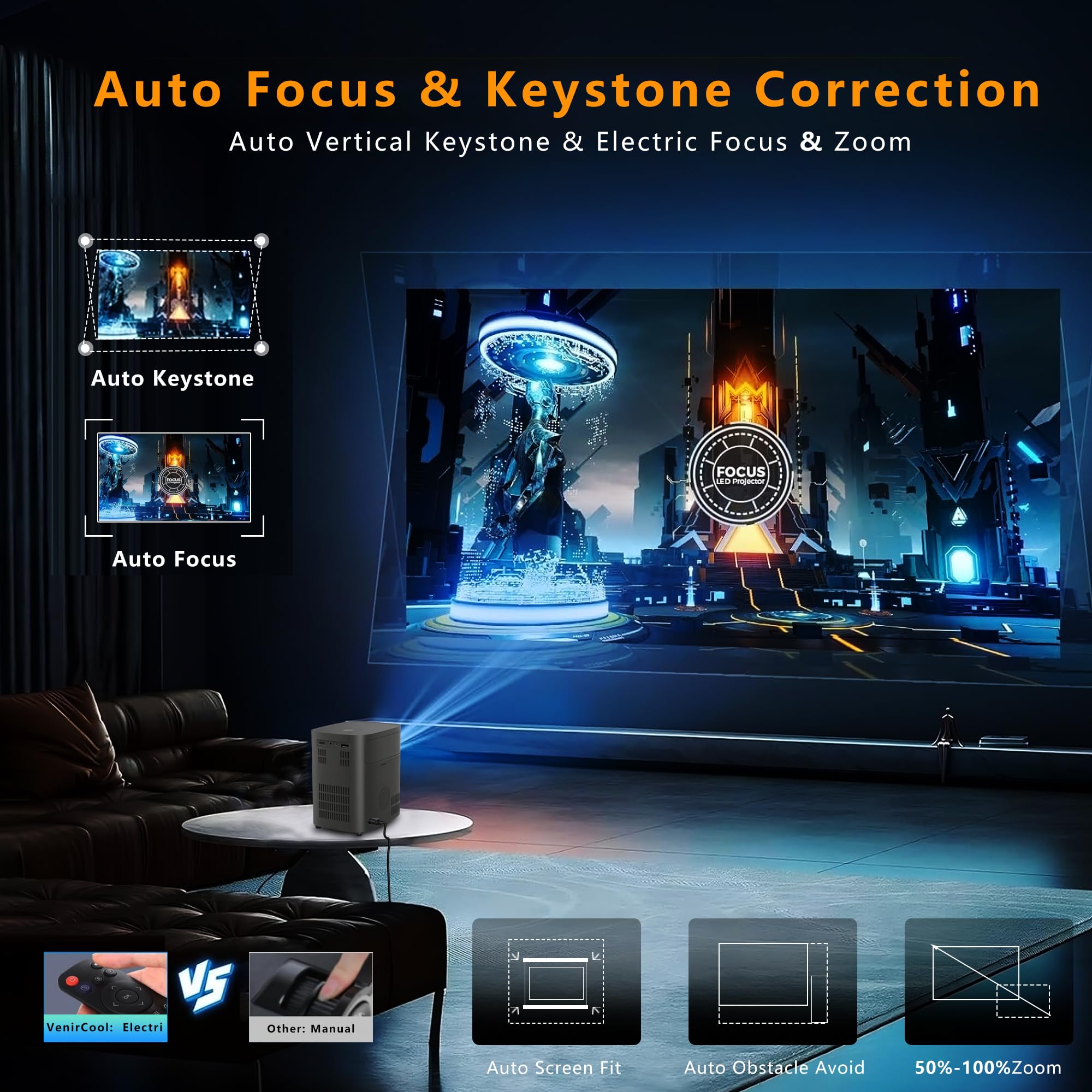 Projektor Q3 Ultra 750 ANSI/10000 ISO LUMEN Android 11 1080P 4k obsługa wyświetlacza FHD - mini inteligentny projektor WiFi i Bluetooth do kina domowego i filmów na świeżym powietrzu z
