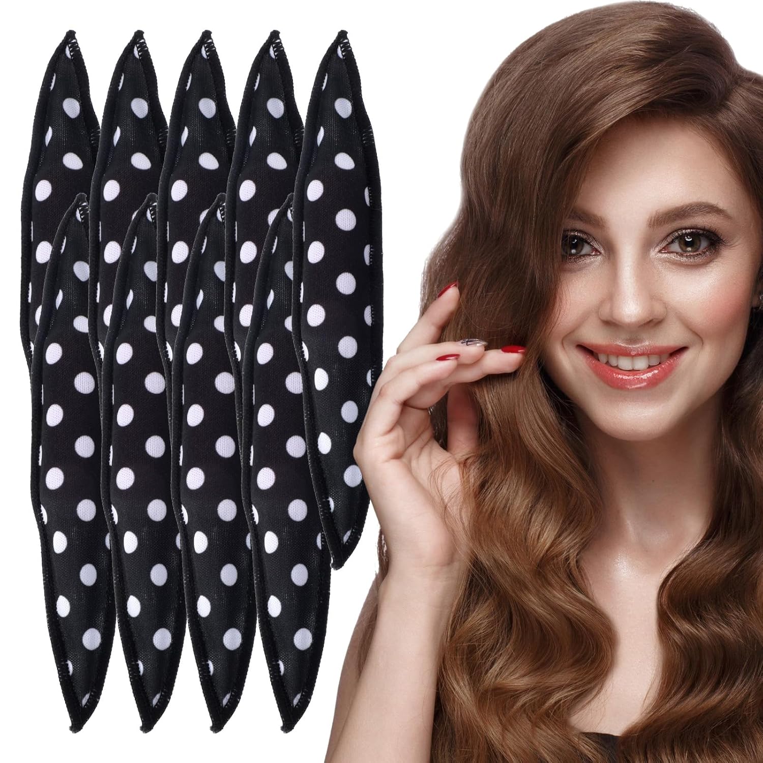 9PCS Satin Sponge Rollers for Hair, Soft Curlers To Sleep In Overnight Curler No Heat Foam Rollers for Long Hair (Black) 9PCS Satin Sponge Rollers for Hair, Soft Curlers To Sleep In Overnight Curler No Heat Foam Rollers for Long Hair (Black)