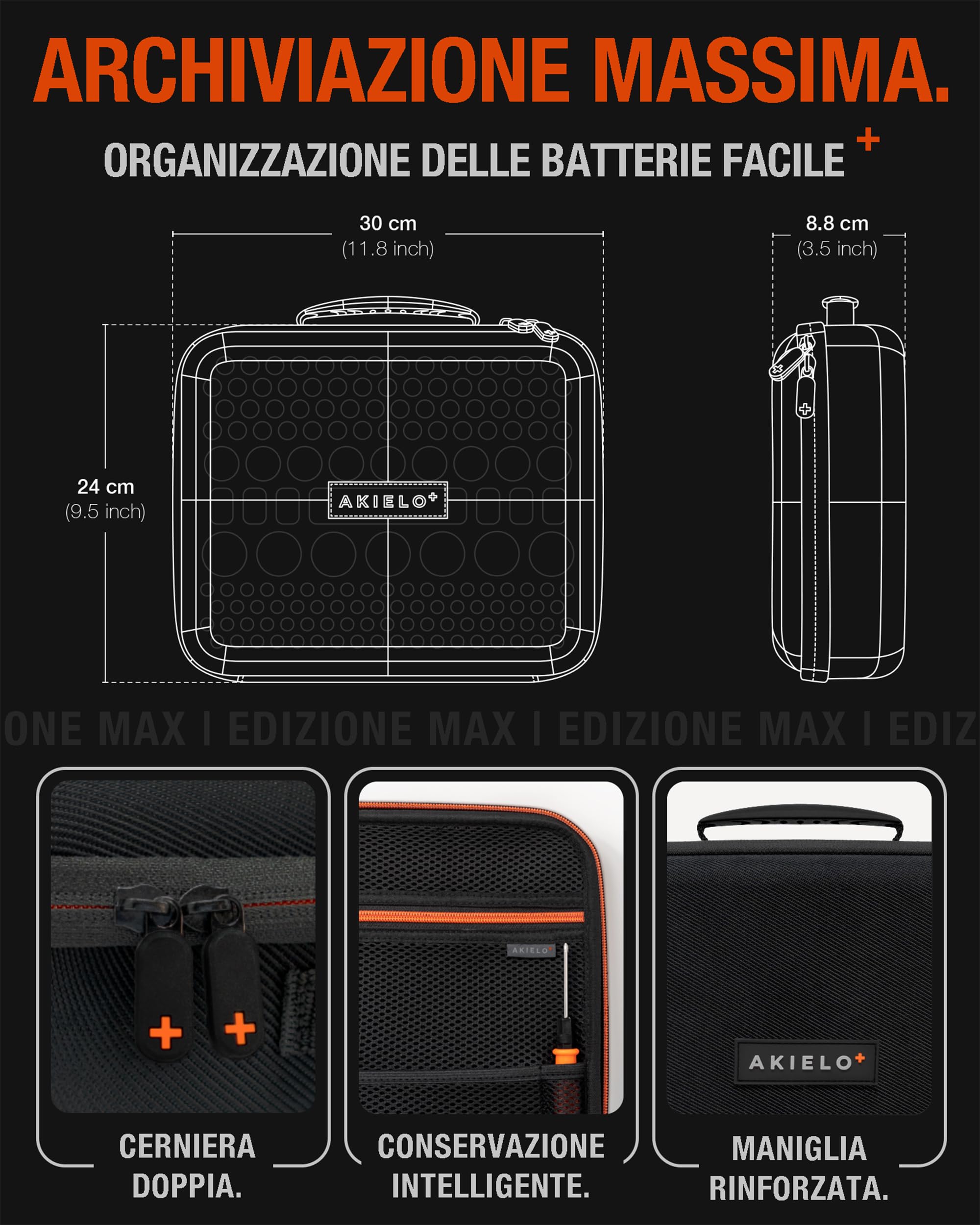 Organizer Batterie con Tester e Cacciavite – Custodia Compatta per AAA, AA, C, D, 9V