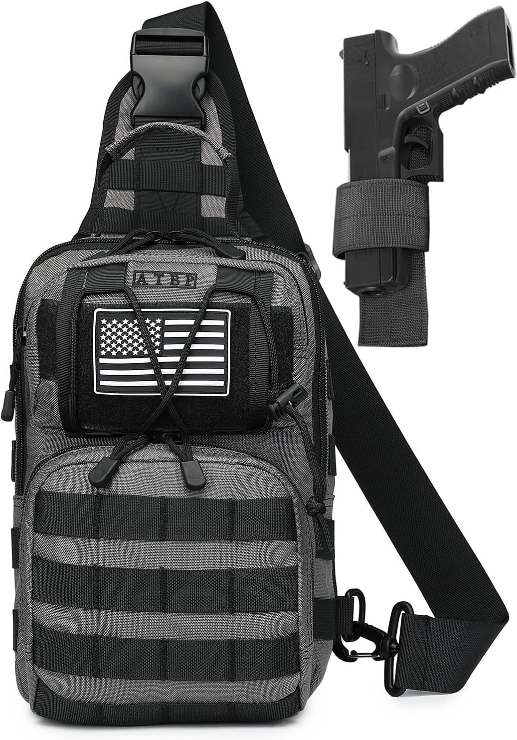 ATBP Tactical Sling Backpack Bag Pack for Men Military One Strap Shoulder Backpack Crossbody Bag With Holster 10 Liters