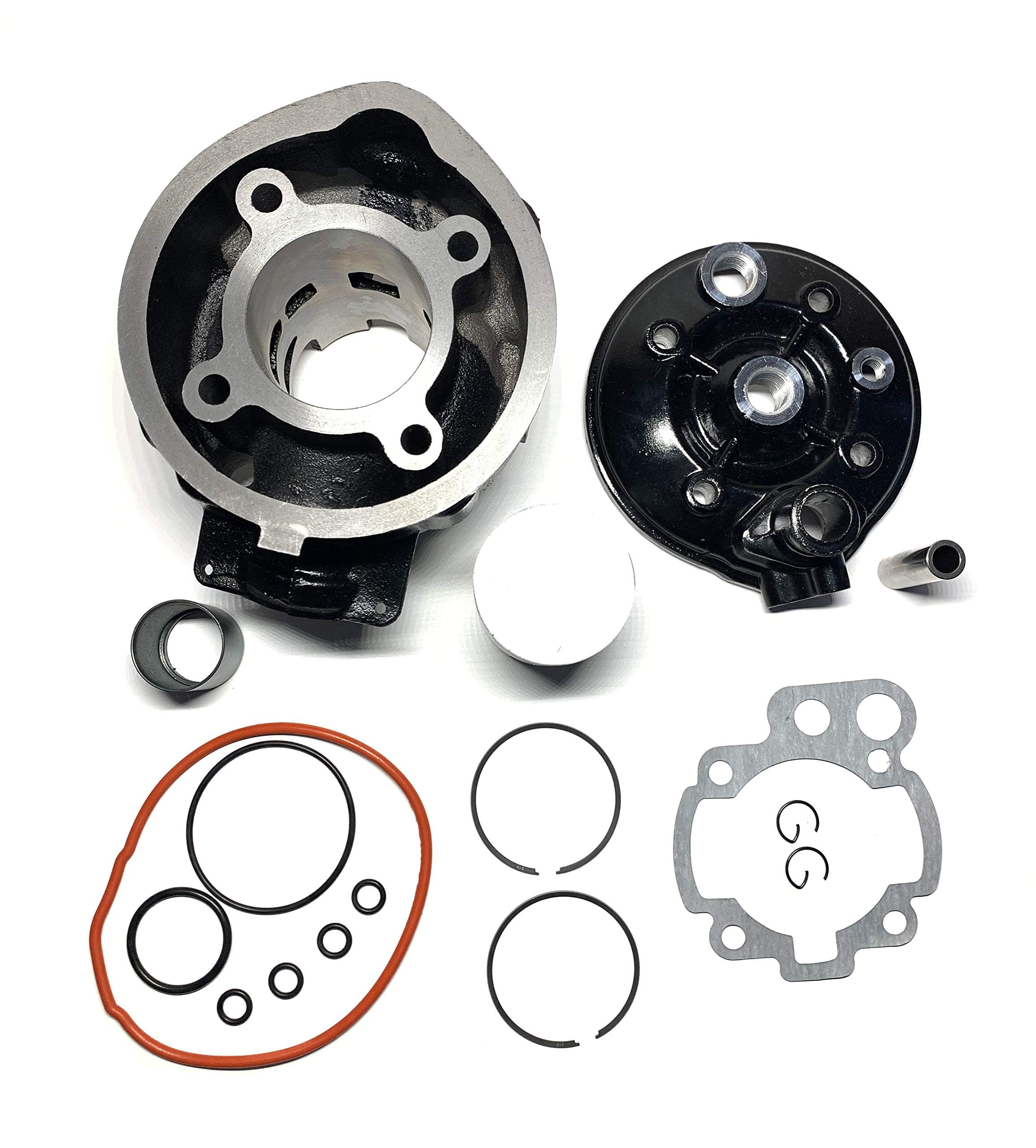 Mota - Kit negro 75 cc de hierro fundido compatible MINARELLI AM6 cilindro de culata superior racing para 50 unidades, 1 segmento mono 49 mm