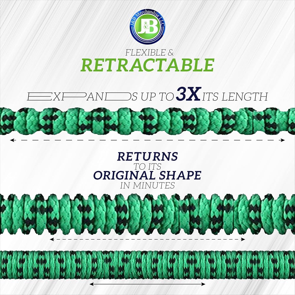 J&B XpandaHose 75ft Expandable Garden Hose – Ultra-Strong 3750D, 4-Layer Latex Core, Brass 3/4" Connectors, 10-Pattern Nozzle & Storage Bag – Lightweight, Kink-Reducing, Leak-Resistant