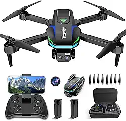 Drone com câmeras duplas FHD 1080P para iniciantes, adultos e crianças, WiFi FPV, menos de 249 g, lente ajustável de absorção de choque de 90°, voo de 26 minutos, modo headless, retenção de altitude