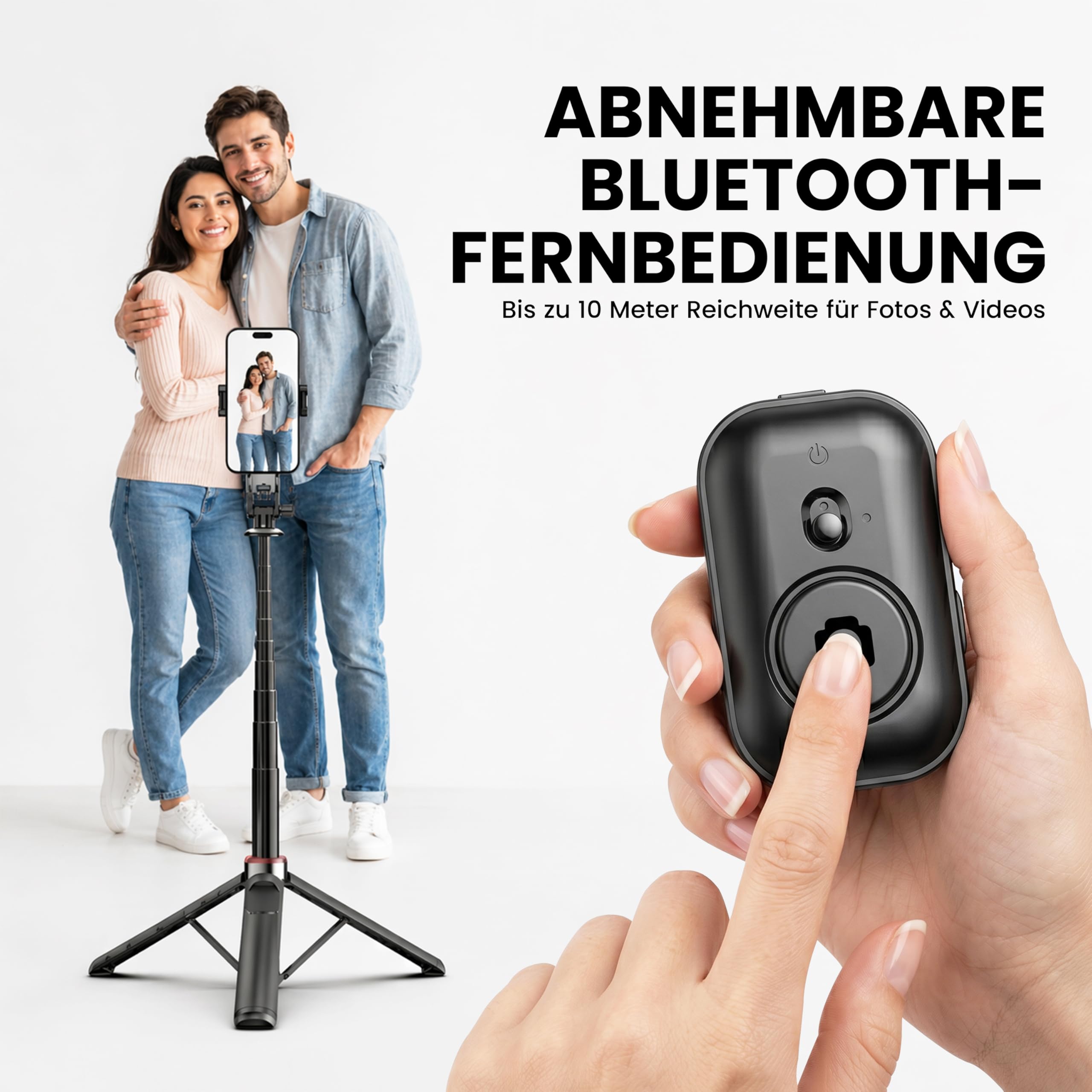 Amayo - Palo selfie magnético con soporte para MagSafe para smartphone, trípode Bluetooth con control remoto, soporte magnético para selfie stick, accesorio magnético para iPhone 15, 16, 17, Huawei