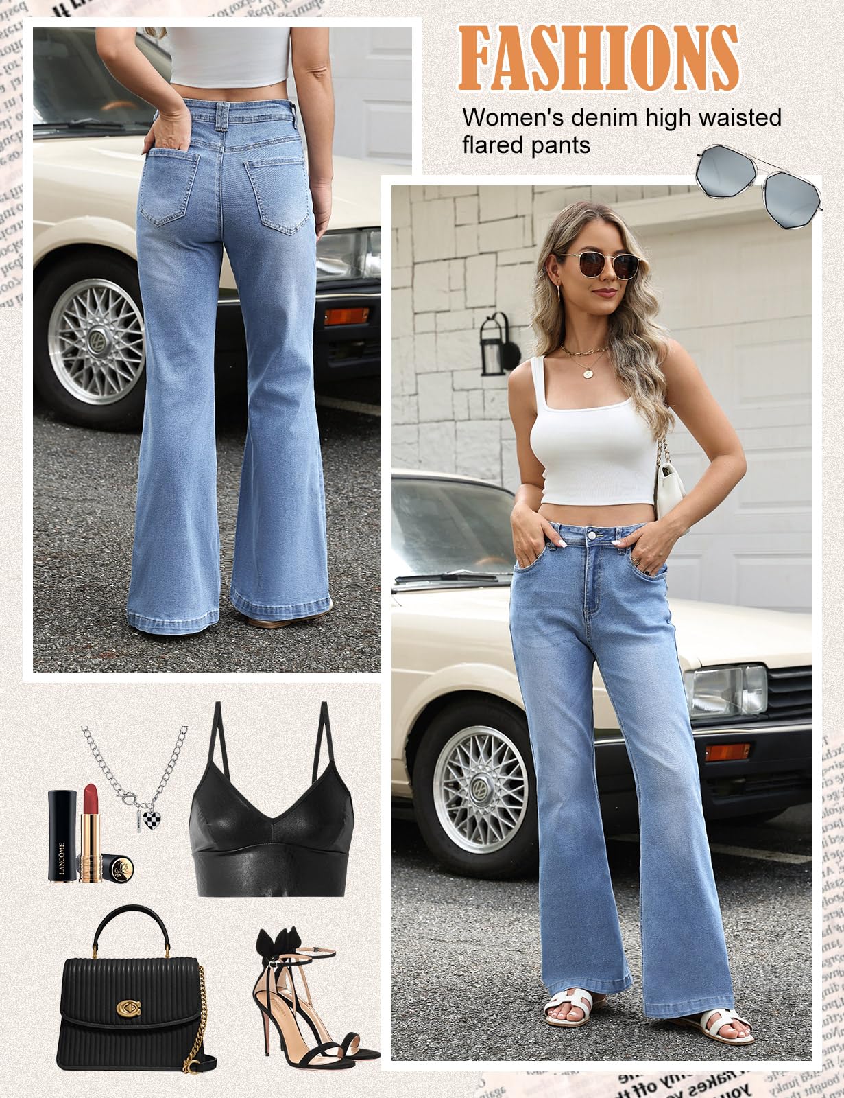 Jeans Donna Vita Alta Jeans Elasticizzati a Zampa Elefante Pantaloni Bootcut Larghi Flared Jeans Slim Fit Bell Bottom Taglia Grande con Tasche Moda Casual retrò