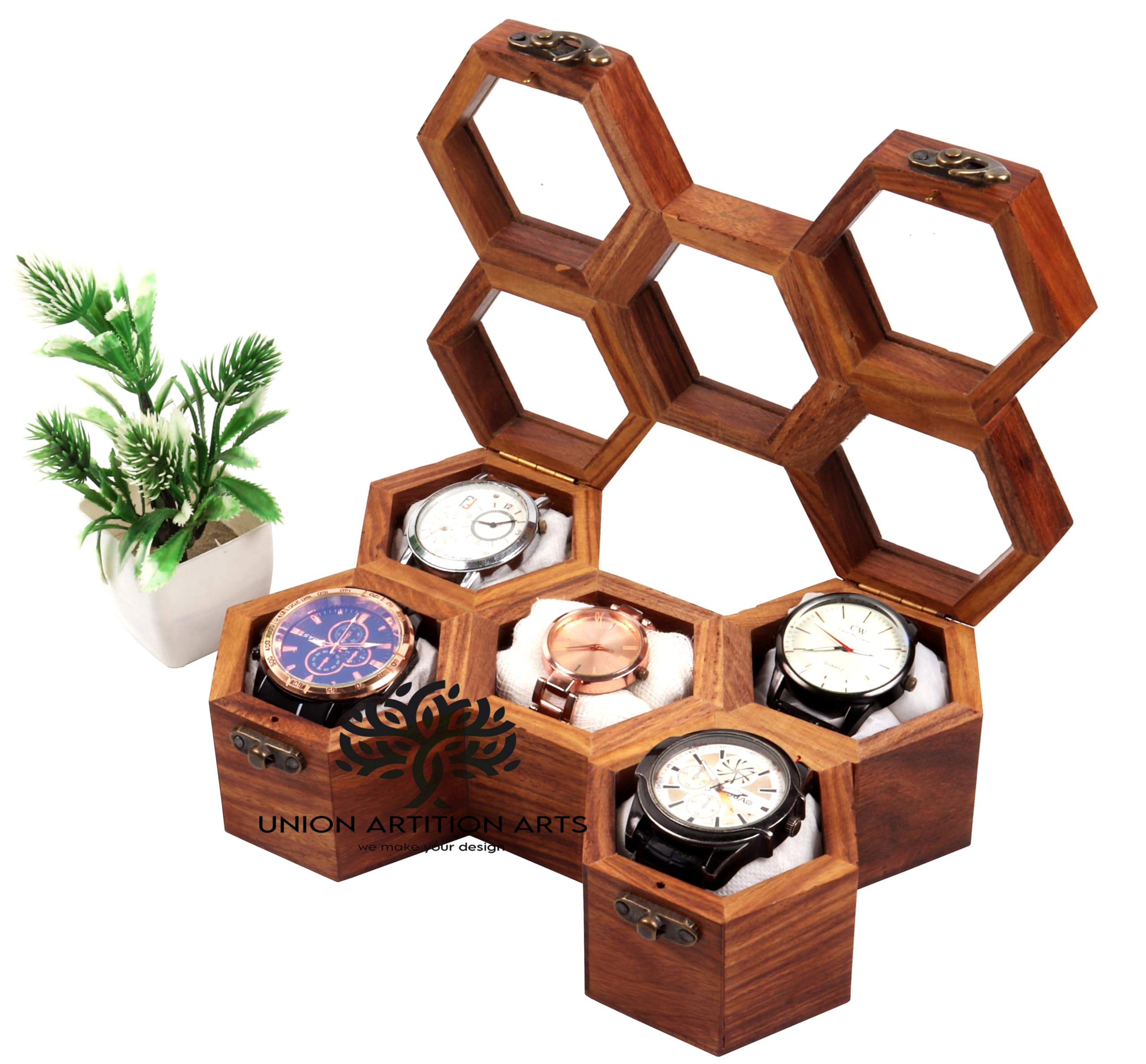 UNION ARTITION ARTS Watch Box Organizer For Men and Women, Wooden watch box, Watch case box for men, Honeycomb 5 Slots Watch box with build with Solid Indian Rosewood, Organizer Box Display Case (B0CJQ7PVTJ) Amazon Price History, Amazon Price Tracker