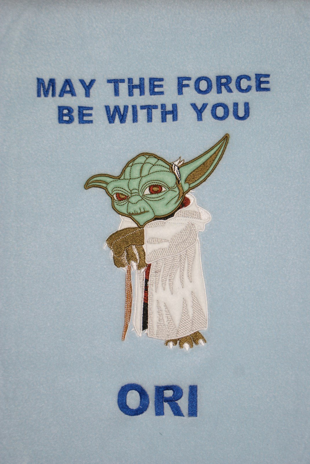 Oh Sew Simple Baby Blue Star Wars Yoda Style Personalised Applique Super Soft Fleece Blanket (Baby Blue)