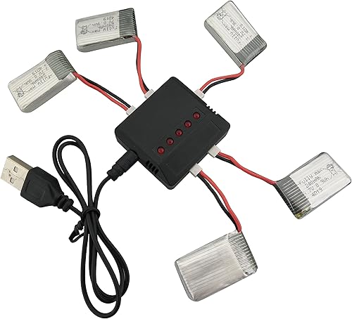 Miniatura 2 de Sea Jump 5 piezas 3.7V 240mAh batería de litio + 5 en 1 cargador para WLtoy V252 UDI U816 JXD385 H107L X11 X 11C JJ1000A H108C de cuatro ejes de