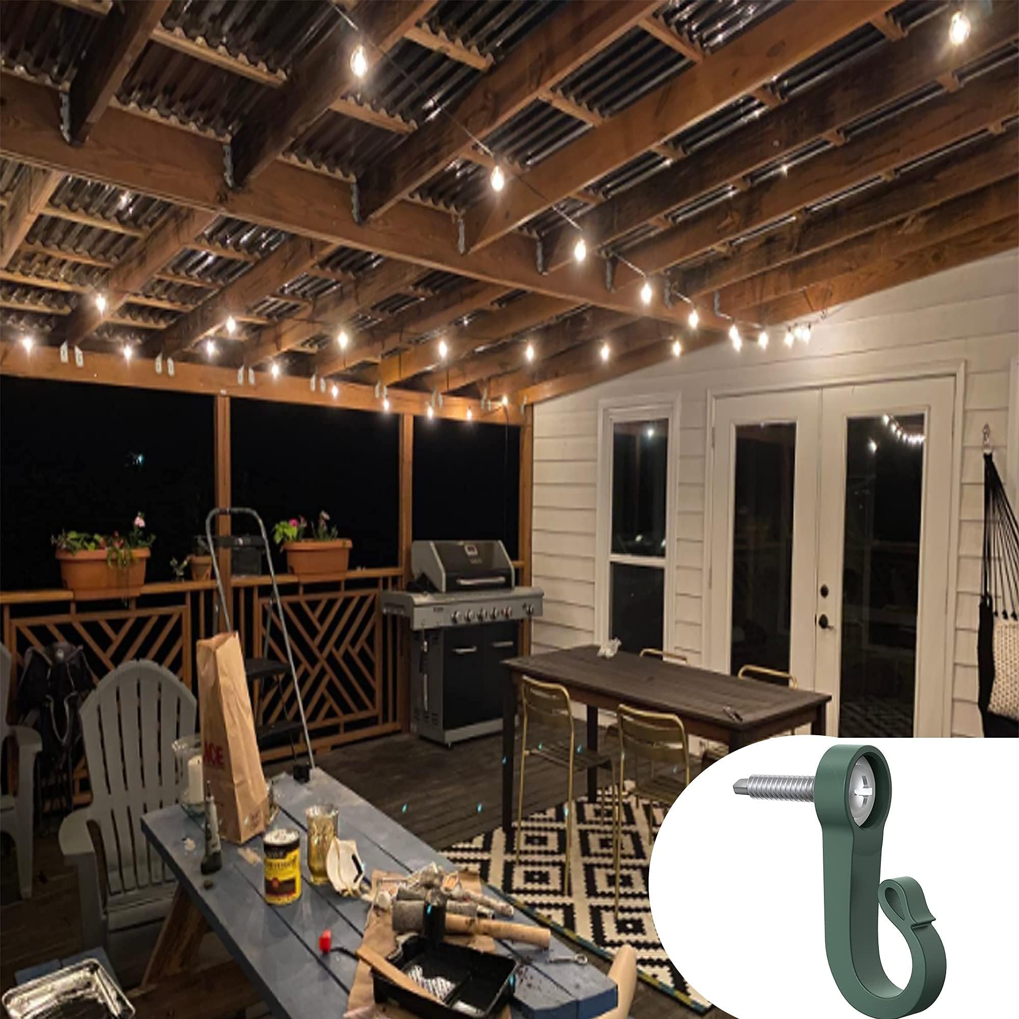 BeneLabel 20pcs Christmas Light Hook Screw-in Dual Hanger For Outdoor Garden Hanging Plant