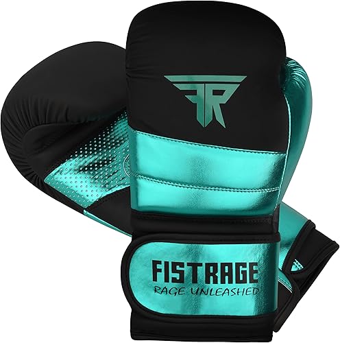 Miniatura 8 de FISTRAGE - Guantes de boxeo de cuero metálico para entrenamiento de artes marciales mixtas Muay Thai Kick Boxing Sparring Heavy Bag Guantes de