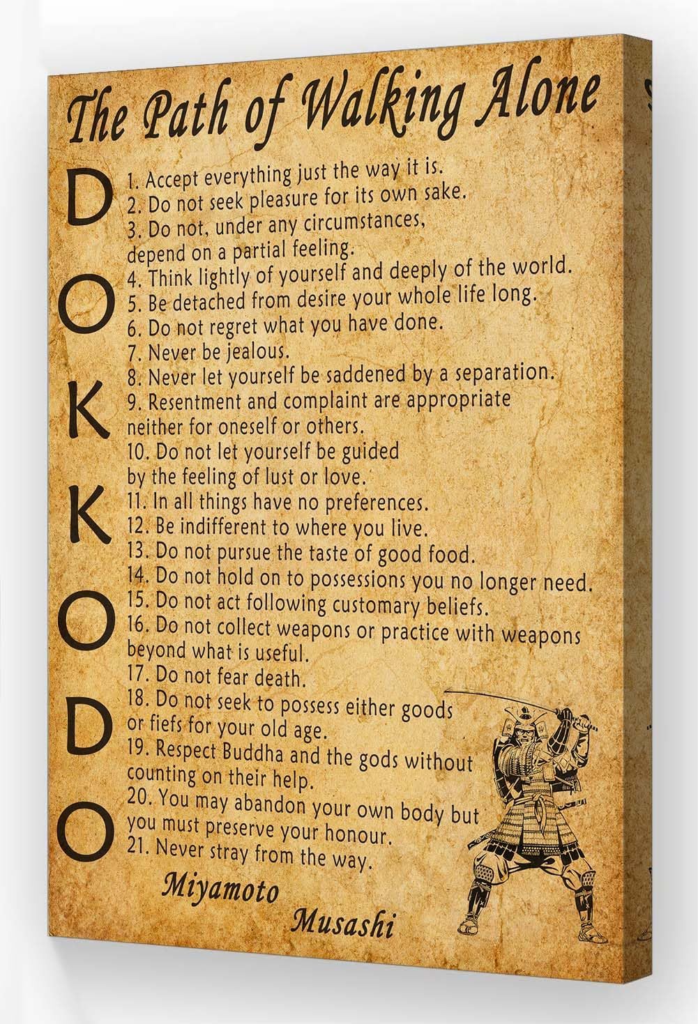 Wallpicss Dokkodo Poster Framed Inspirational Quotes Wall Art Canvas Prints Vintage Japanese Samurai Wall Decor Pictures for Living Room 16x24 inches 24"L x 16"W Dokkodo