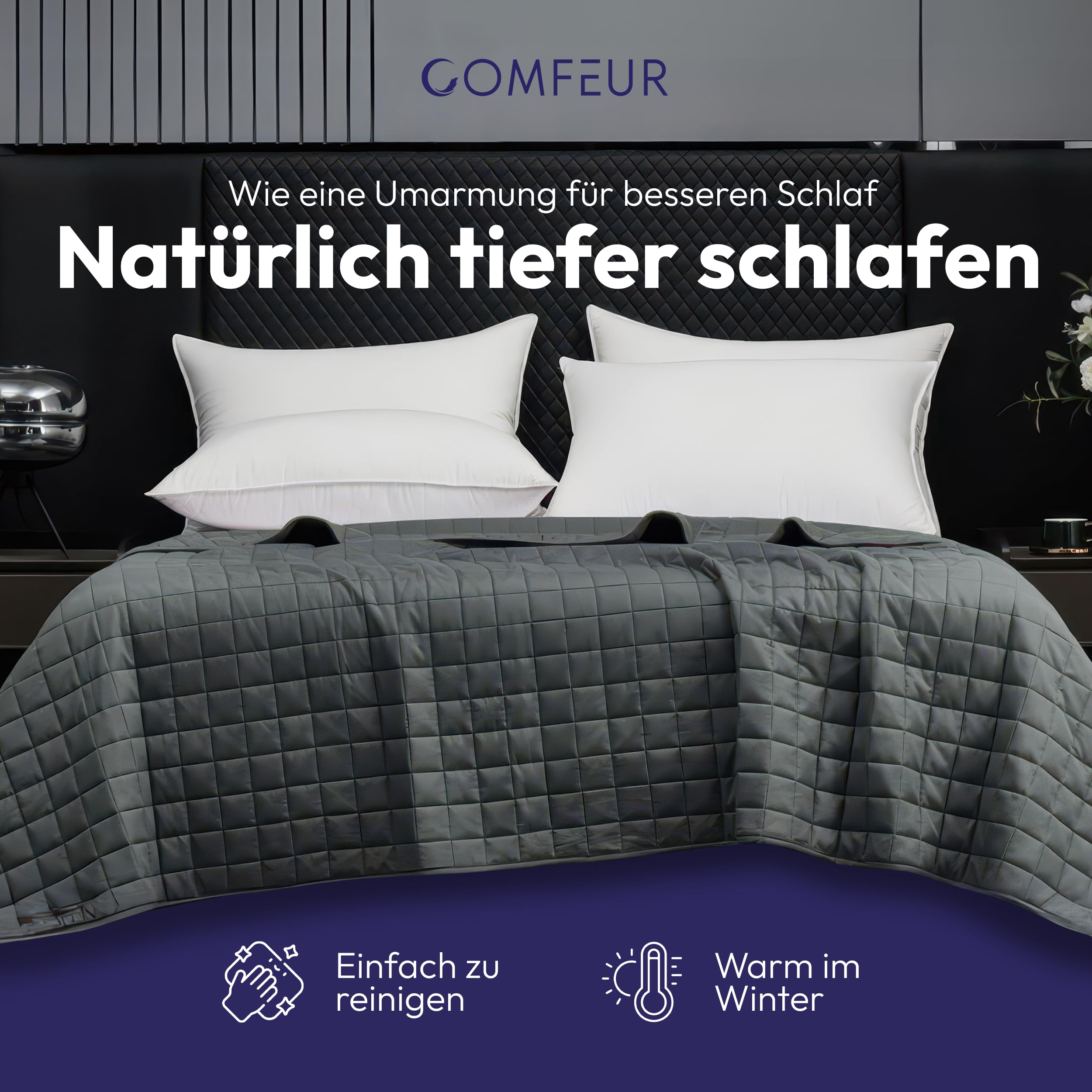 Gewichtsdecke 135 x 200 cm 7 kg Anti-Stress Therapie Decke mit Glasdruck-Verteilung für Tiefschlaf