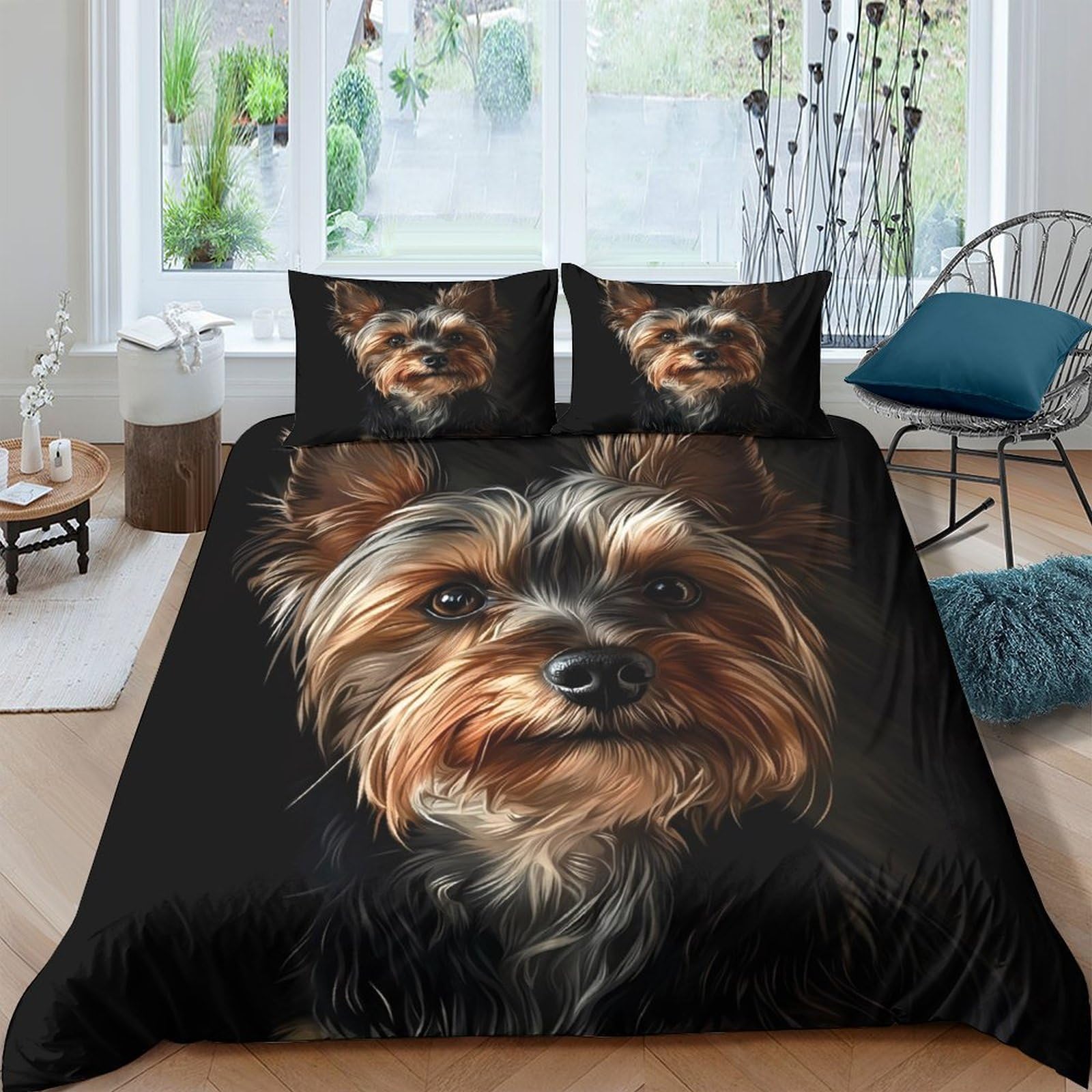 Ctjqhvkz Style-6 3D Printed Yorkshire Terrier Fitted Sheet Microfiber Soft Breathable Dog Bed Cover For Bedroom Guest Room Decor Single（135X200cm）