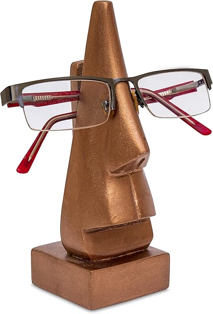 raajsee Classic Hand Carved Rosewood Hand Painted Copper Nose-Shaped Eyeglass Spectacle/Eyewear Display Holder Stand Decorative for home and office/Perfect for Christams Gift 6 inch