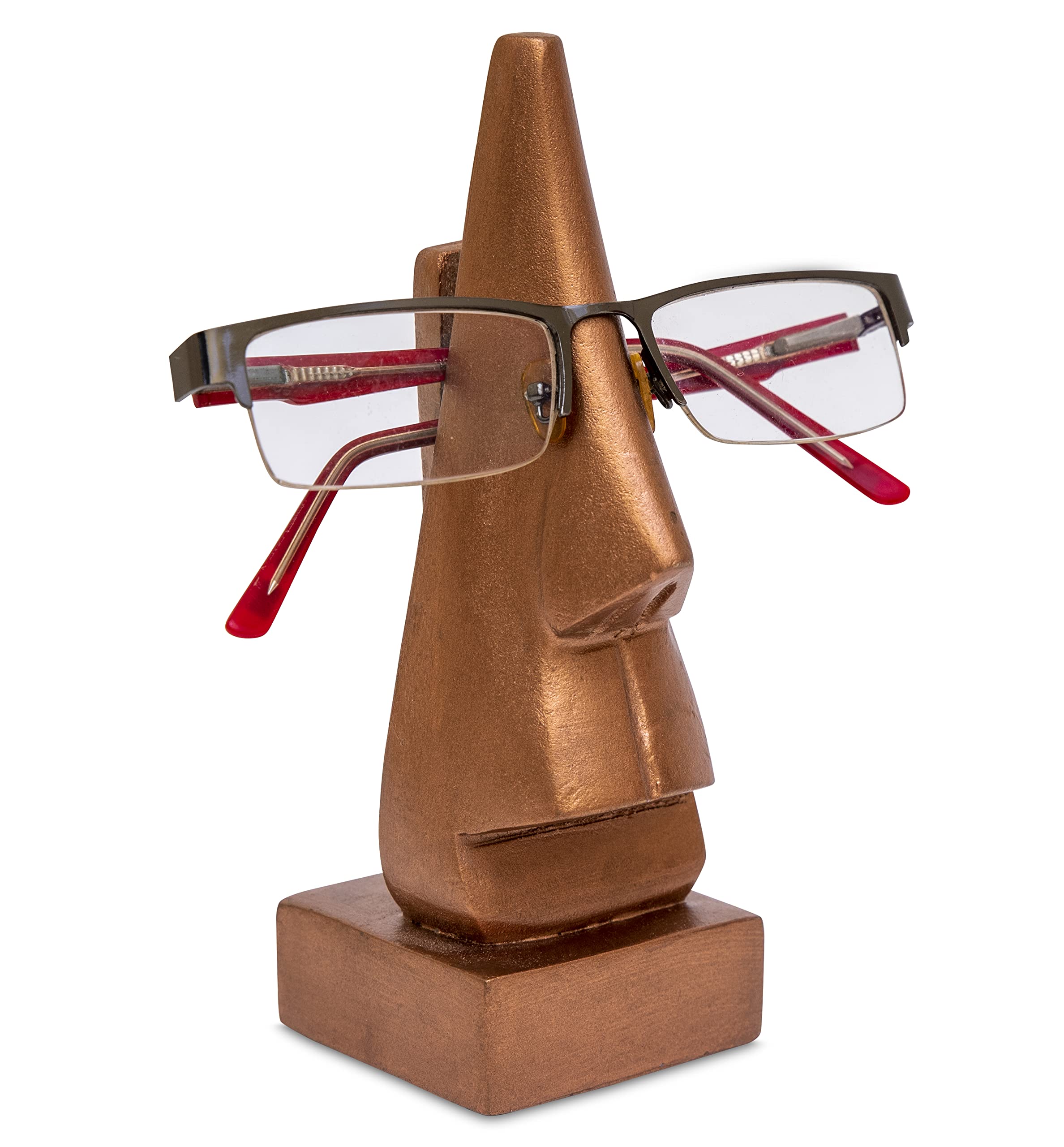 storeindya Shaped Wooden Copper Rose Gold Sunglasses Eyeglass Spectacle Holder Display Stand Home Office Desk Decorative / Gift