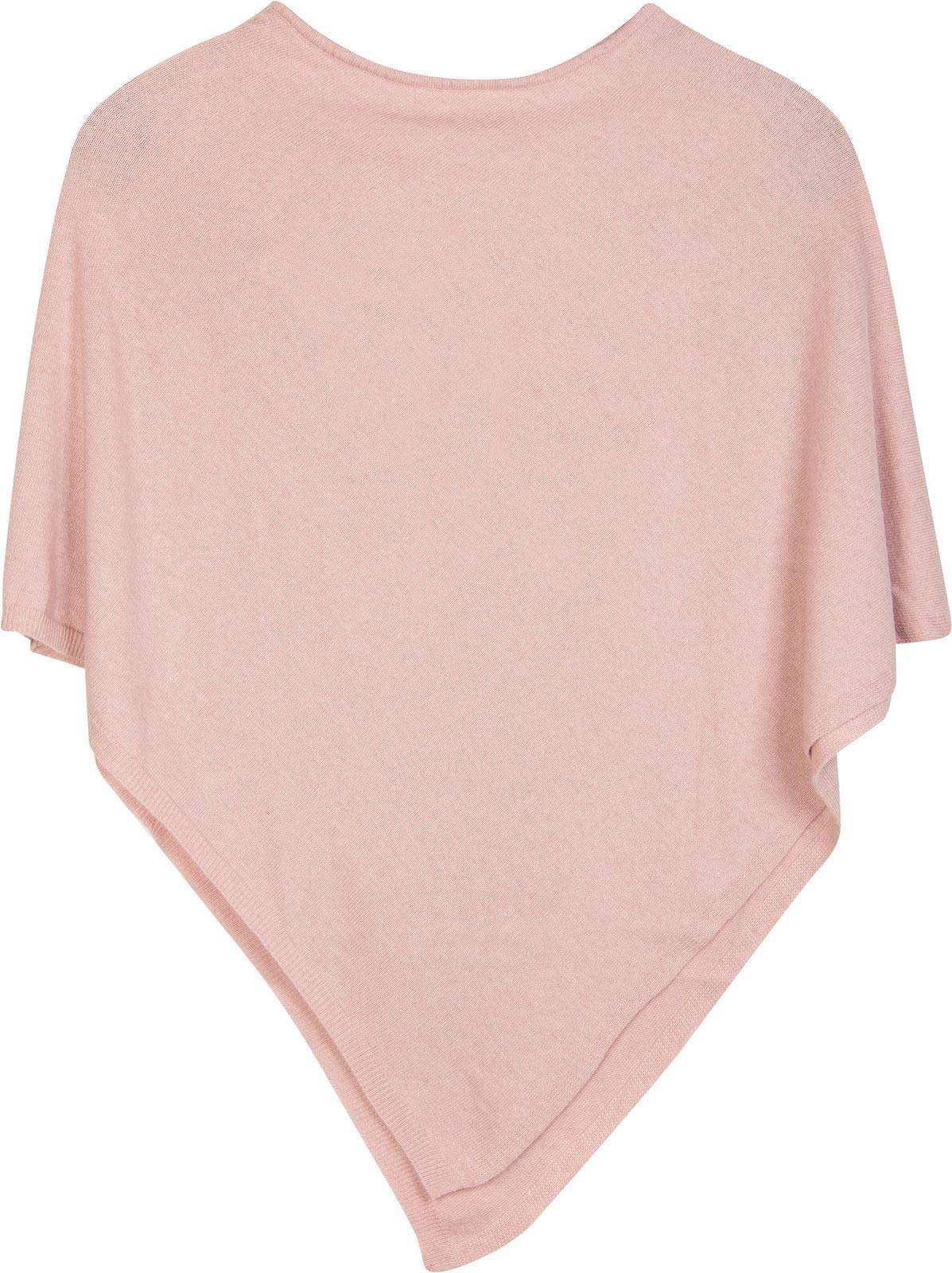 Stylebreaker Women's Pink Soft Fine Knit Poncho In Plain, Round-Neck, 08010042, Colour: