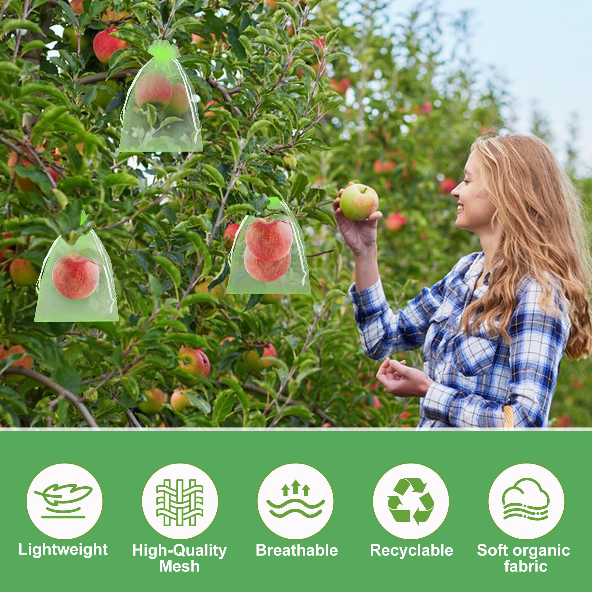 100 Sacs De Protection Pour Fruits Avec Cordon - Filets Anti-Insectes Et Anti-Oiseaux Réutilisables M/L