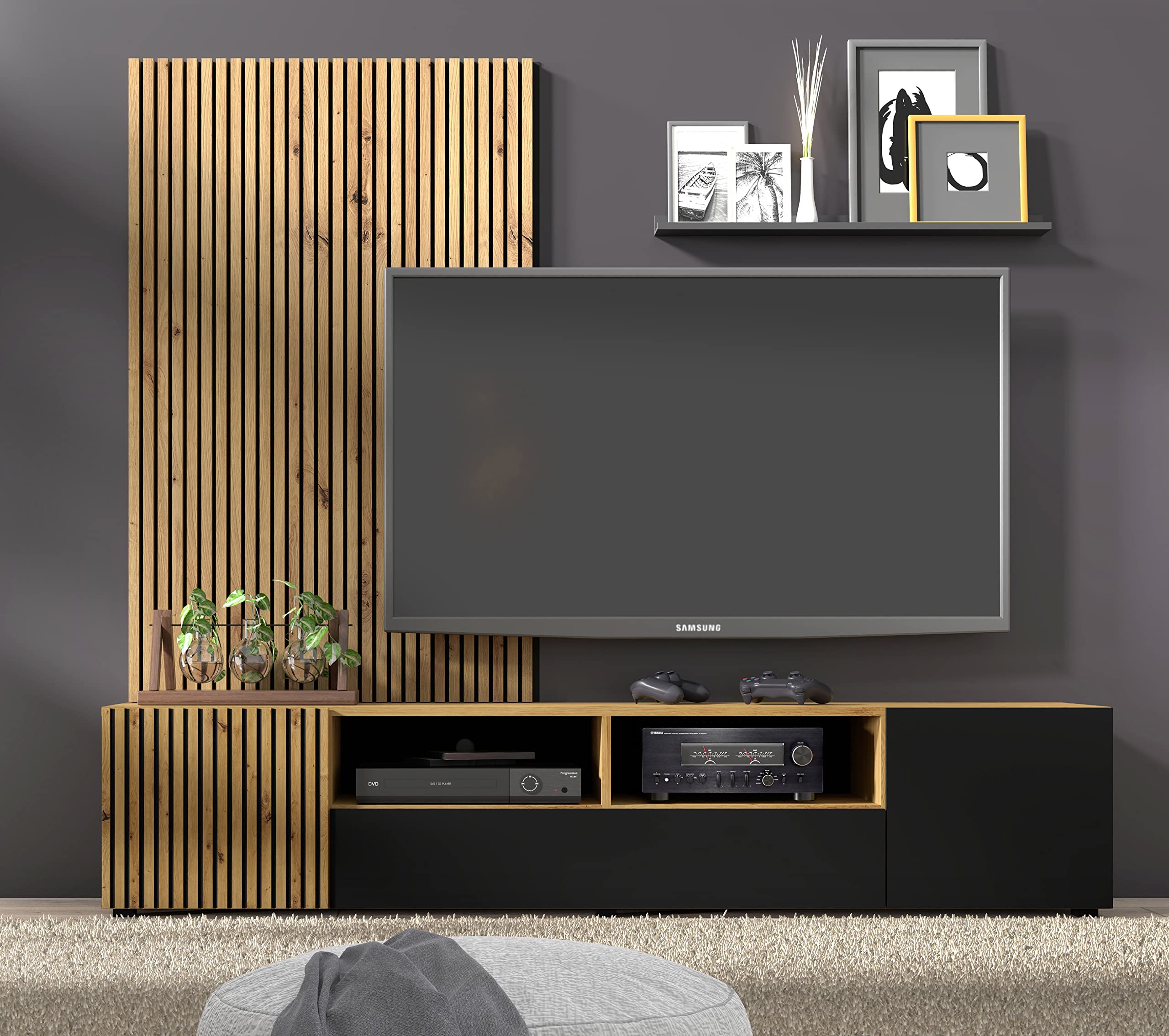 Houten Tv-meubel - Tv-meubel Met 2 Deuren En 1 Lade - Open Opbergruimte Voor Woonkamer