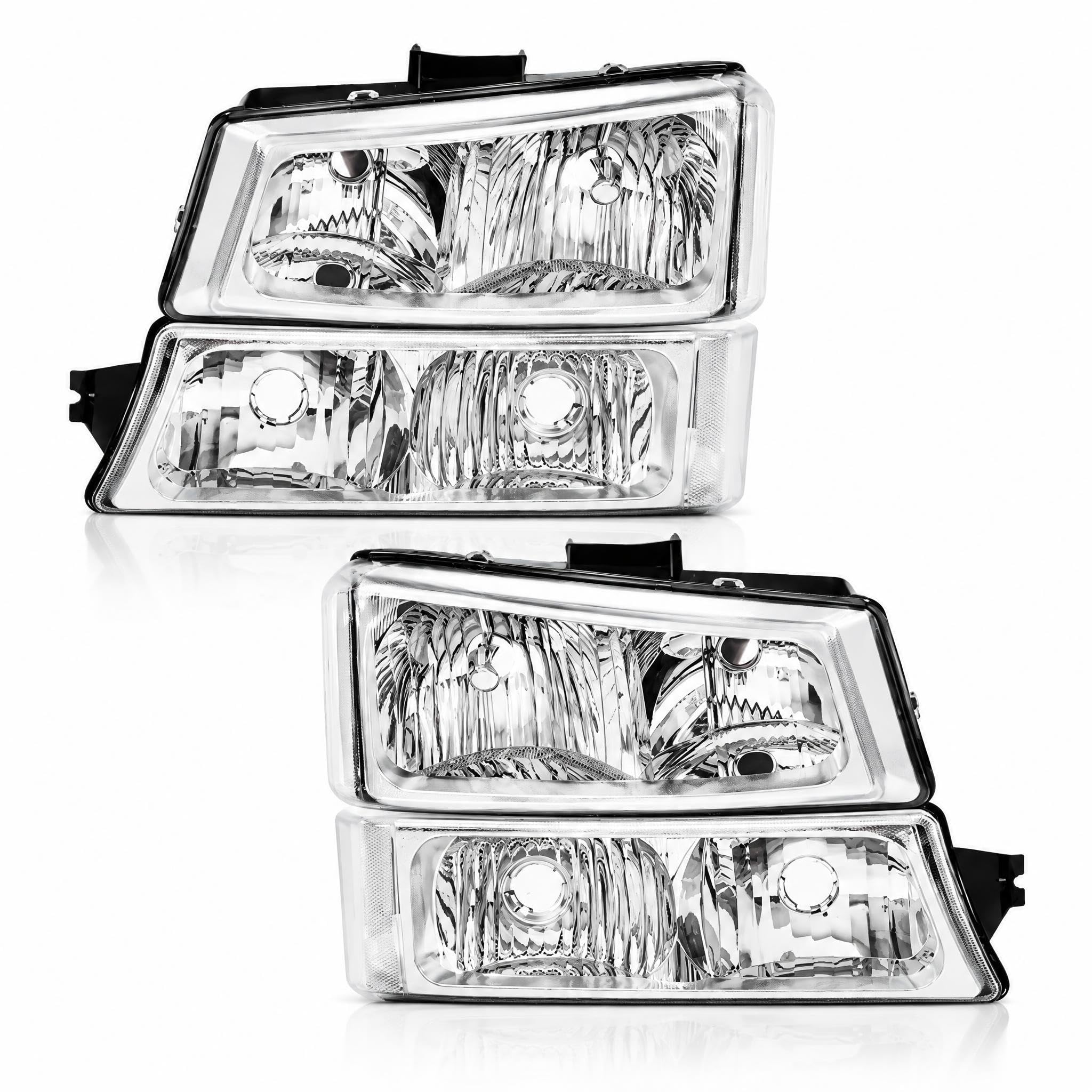 GRAND ORANGE Headlight Assembly Compatible with Chevy Silverado 1500 2500 3500 HD Models 2003-2006, Fit Chevy Avalanche 1500 2500 2003-2006 Headlights (Fit No Cladding only) GM250222, GM2503224