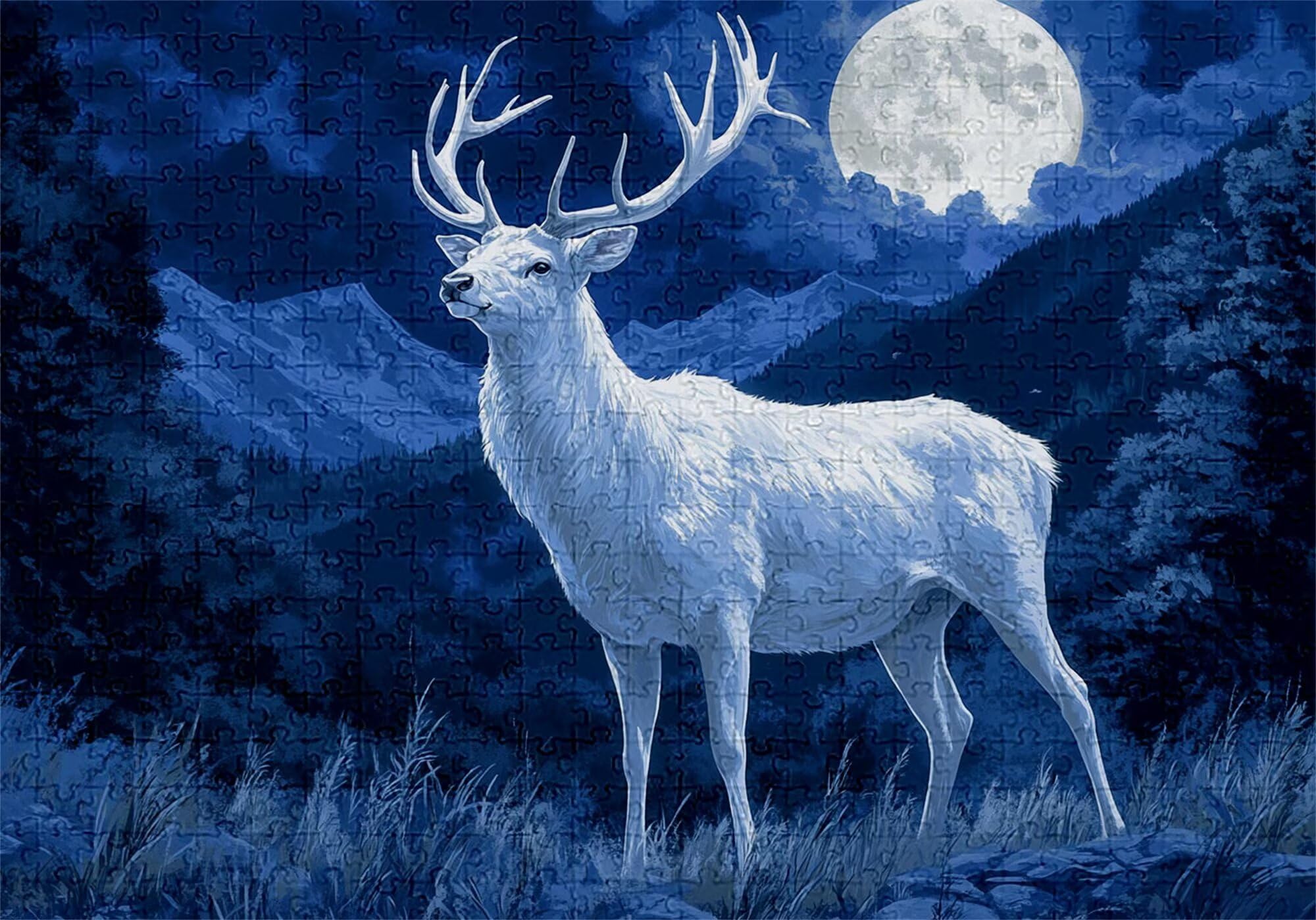 Puzzle 4000 elementów jeleń puzzle dla dorosłych góra 141 x 87 cm unikalne rzemiosło klasyczne 3D drewniana układanka do rodzinnych gier aktywnych, układanka zrób to sam do dekoracji ścian domu