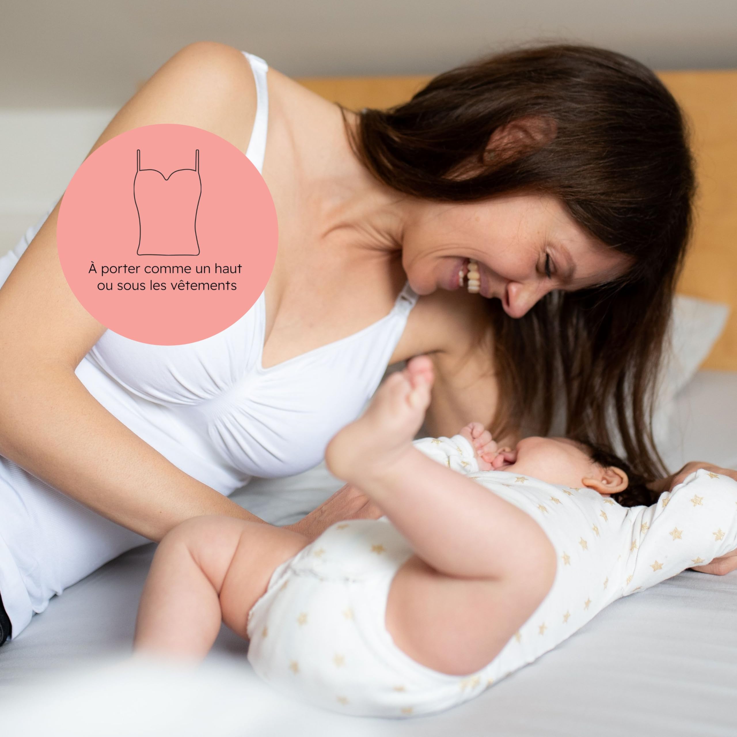 Carriwell Débardeur d’Allaitement sans Coutures | Clips d’Ouverture à Une Main, Tissu Doux, Bonnets Extensibles x2, Soutien Confortable & Élégant Pendant l’Allaitement & Le Post-Partum | Tailles S-XL