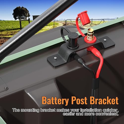 Miniatura 9 de Joinfworld Conectores de mamparo de batería de panel pasante, 38 pulgadas, perno de 250 A, kit de poste de salto de carga de batería con cubierta