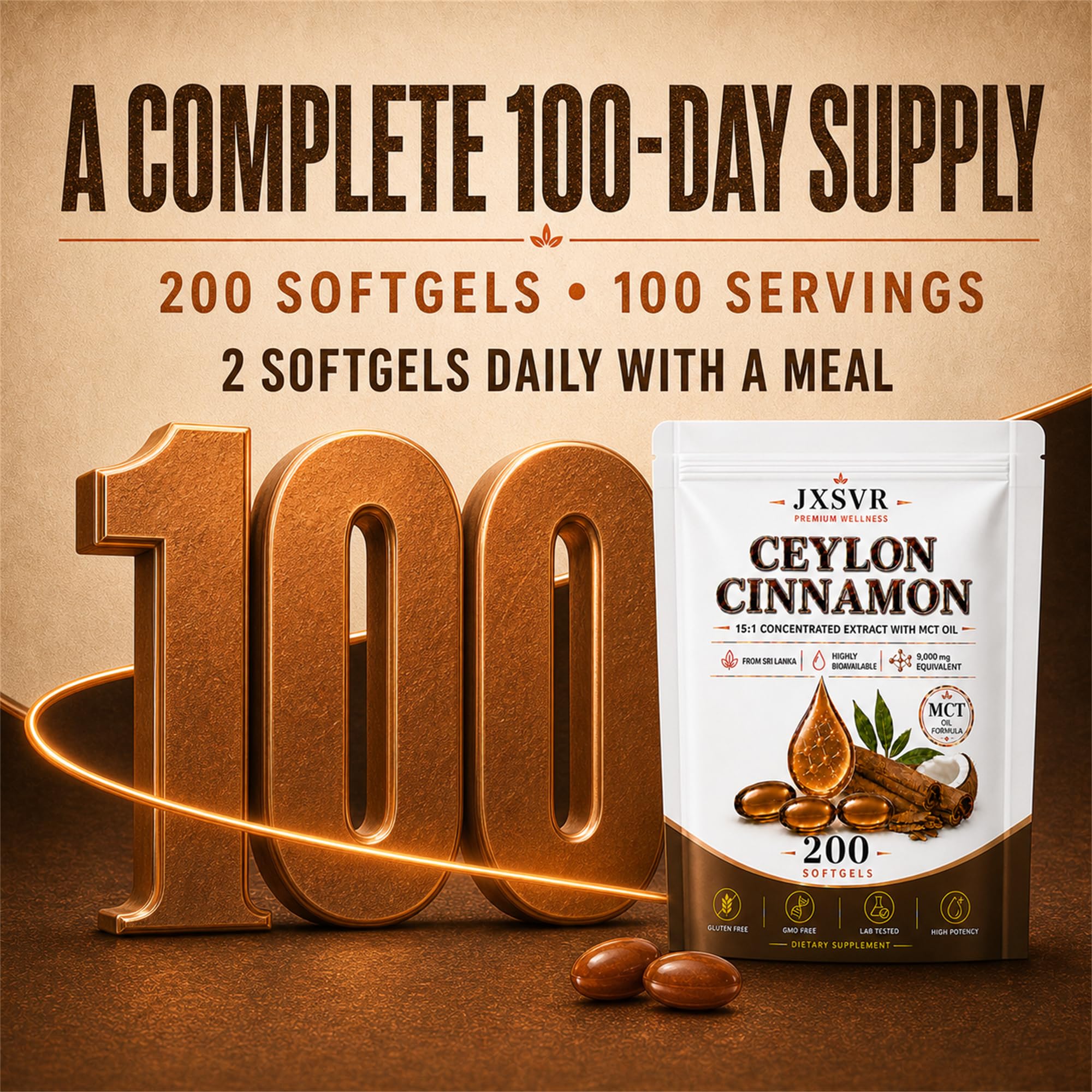 Ceylon Cinnamon with MCT Oil Softgels, 15:1 Sri Lankan Cinnamomum Verum Inner Bark Extract Supplement | Highly Bioavailable | Heart Health and Energy & Metabolism Support (1 Bag (200 Count)) — Amazon image 9