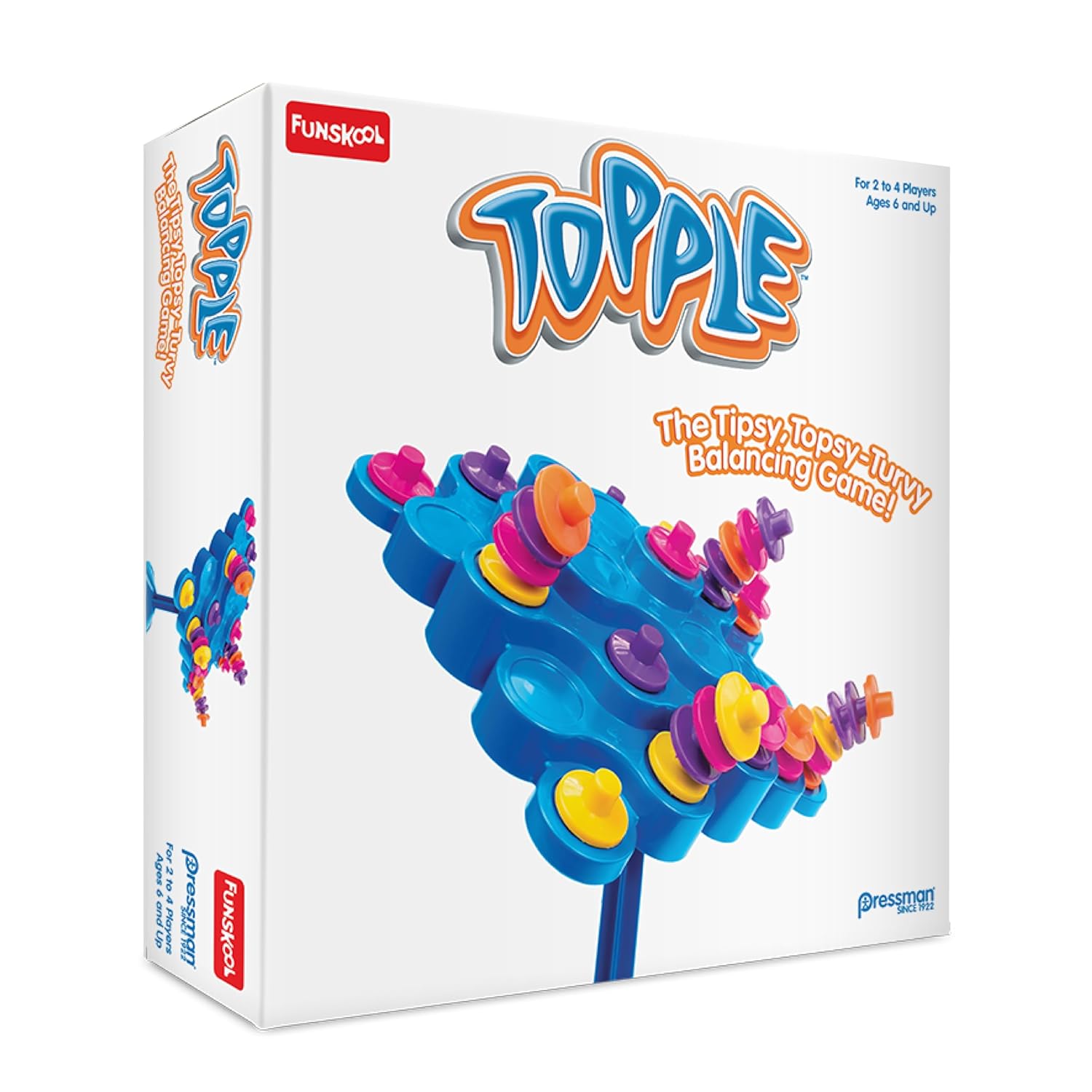 Funskool Original Topple, Strategy Game, Board Game for Kids, Adults, Families, Educational, Fun, 2 to 4 Players, Family Fun, Learning Activity Toy for Childrens, Gift Set for Kid, Ages 6+ Years