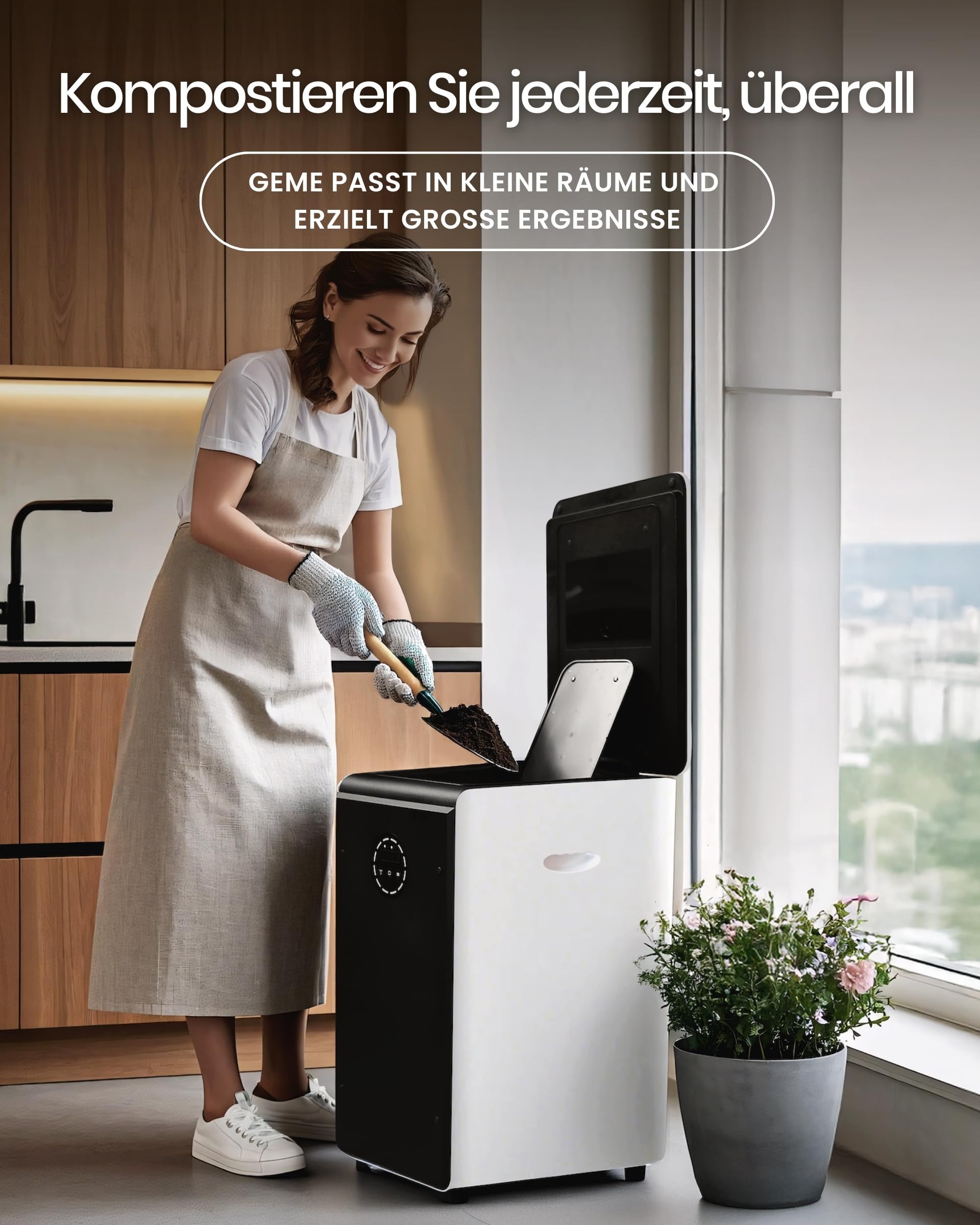 GEME 19L Elektrischer Komposter Küche, Weltweit erste Smarte Bio Kompostier Maschine, Dauerhafter Filter, Echte Kompostierung, Food Cycler, zu Organischem Kompost Werden, Elektrischer Kompostbehälter