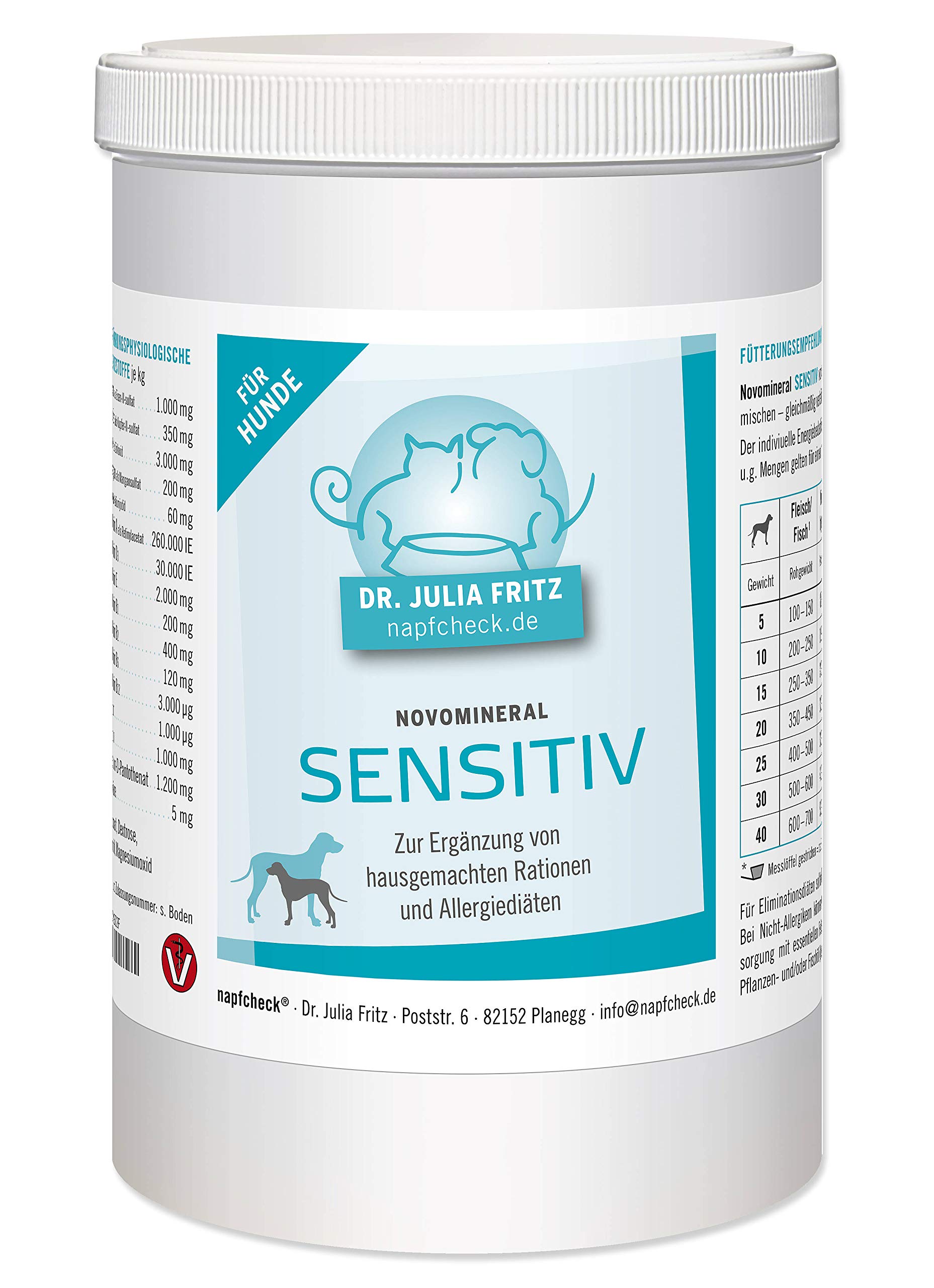 napfcheck Novomineral Sensitive - Mineralien und Vitamine für den empfindlichen Hund - 1000 g