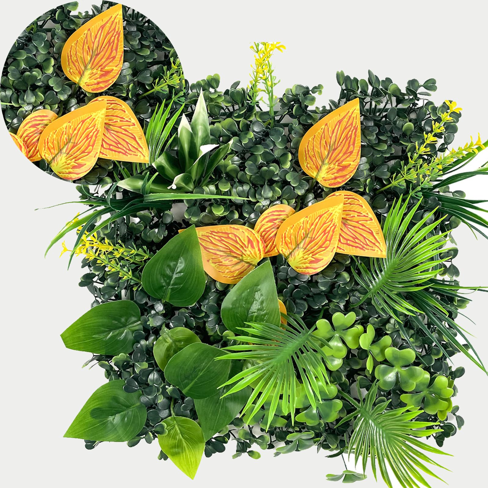 4 Panneaux Murs de Plantes Artificielles, 25 * 25cm, Décoration Murale en Gazon Synthétique, Panneau Végétal Synthétique, Mur Végétal Artificiel, pour Décoration Intérieure Extérieure