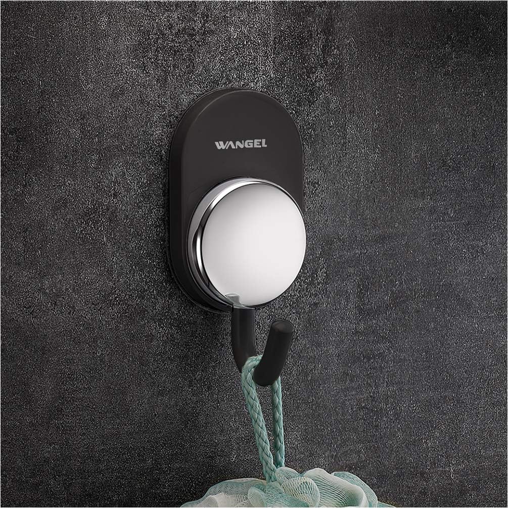 Wangel Ganchos Adhesivos, Soporte de Pared para Toallas de Baño, Cocina y Baño, Aluminio, Negro