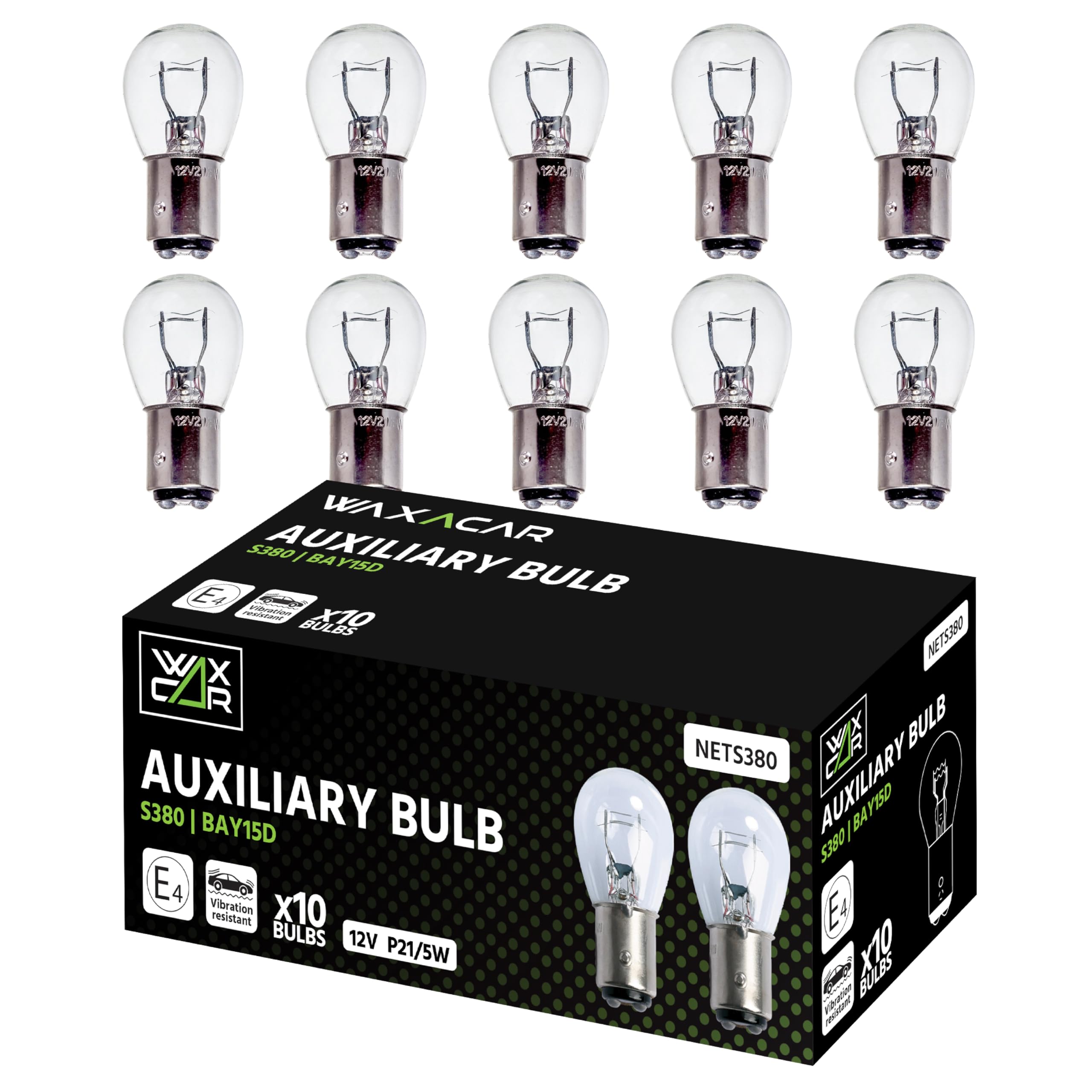 WAXACAR Vehicle Light Bulbs, Multi-Purpose for Tail, Brake, Fog, Indicator, Reverse Lights, 10 Pack, Universal Fit, Halogen, 21W, Compatible with Car, Van, Trailer, Truck, Bike (501 (10 Pack)) — view 12