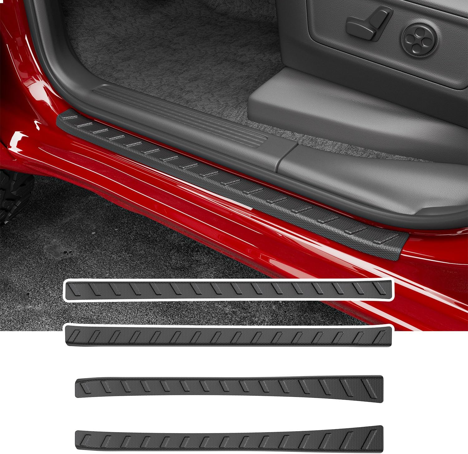Exterior Door Sill Protector Compatible with 2019-2025 Dodge Ram 1500 Car Sill Guard TPE Car Door Protector Replacement for 2019-2025 Dodge Ram 1500 Accessories Compatible with 19-25 Dodge Ram 1500