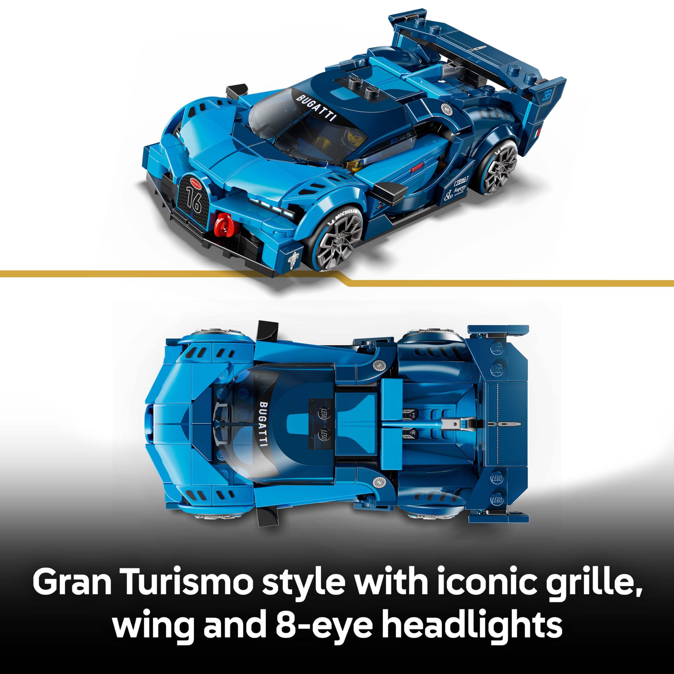 LEGO Speed Champions Bugatti Vision GT Hyper Sports Car Toy, Model Kit w/a Collectible Driver Minifigure - Image 3