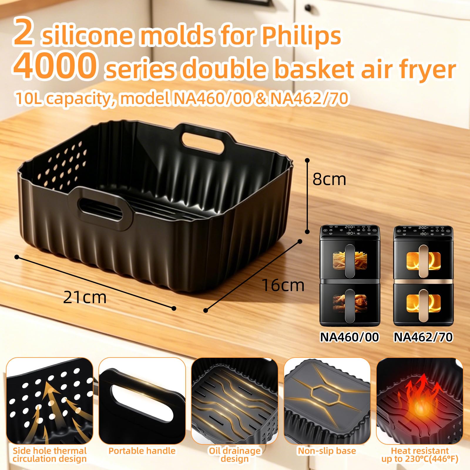 29-częściowy zestaw akcesoriów do frytkownicy na gorące powietrze dla Philips Airfryer 4000 Series Dual Basket 10L NA460/NA462 - z silikonową formą do frytkownicy na gorące powietrze, rusztem