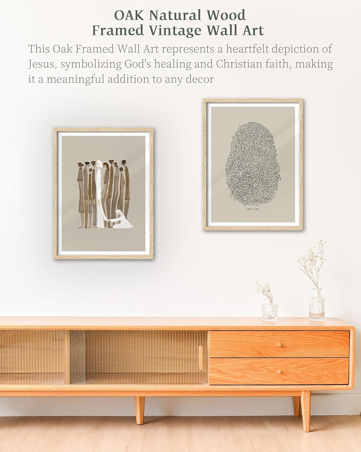 framed christian wall art 12x16 oak frame modern watercolor sketch