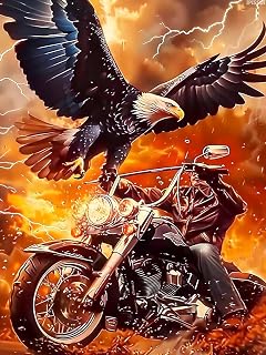 IPISSOI Diamond Painting Kits for Adults The Eagle and The Motorcycle Diamond Art Kits for 5D Motorcycle Gem Art Kits for Adult DIY Crafts Kits for Home Wall Decor Gifts 12x16inch