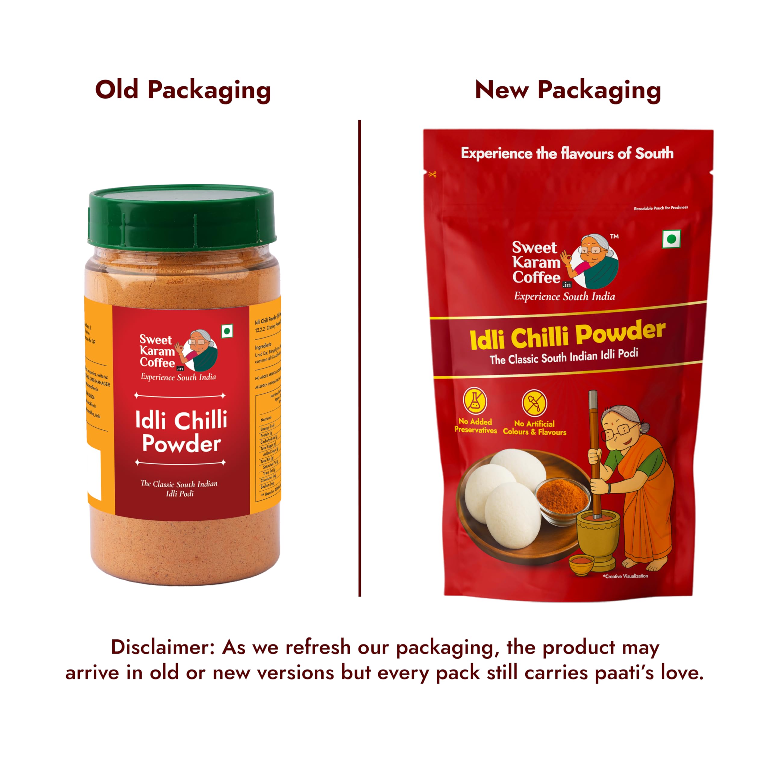 Sweet Karam Coffee Idli Podi (Chilli Gun Powder) β 180g | Authentic South Indian Homemade Spice Mix | Aromatic & Flavorful | No Preservatives | Tasty & Healthy | Perfect with Idli, Dosa & Rice