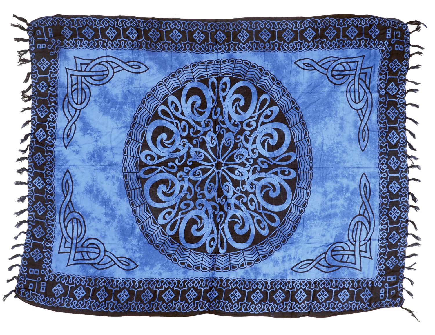 Guru-Shop, Pareo z Bali, wisząca na ścianie, spódnica portmonetkowa, sarong, celtycki Jean, niebieski, syntetyczny, rozmiar odzieży: jeden rozmiar, 160 x 100 cm, ściany i ręczniki plażowe