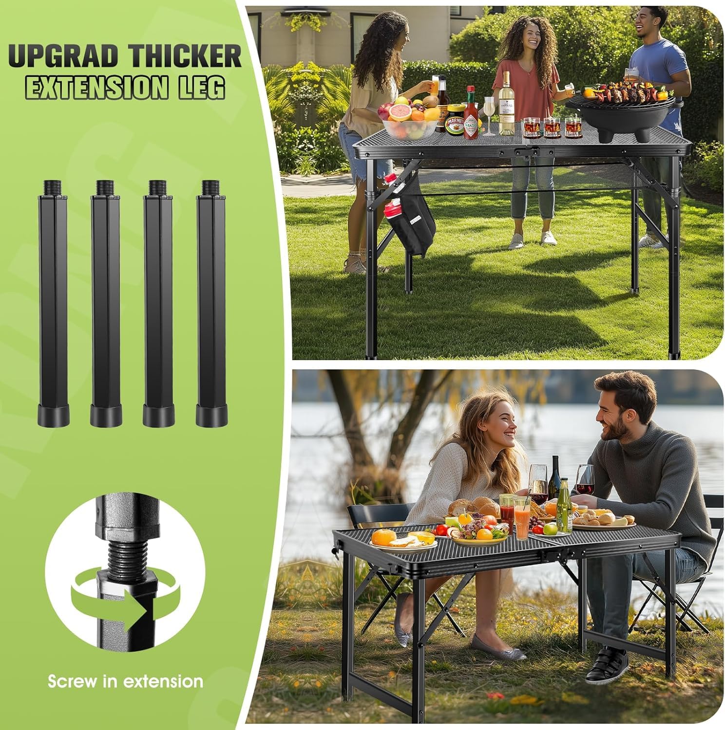 Outsunny Picknicktafel, Opvouwbare Campingtafel, In Twee Hoogtes Verstelbaar Voor Tuinfeesten Kamperen Kunststof~1sl4b2fl1rg00