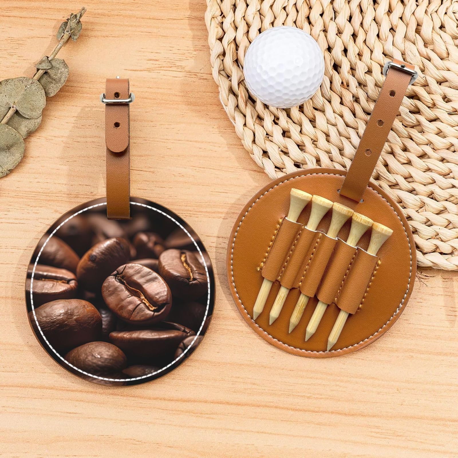 Coffee Beans Brown Golf tee Storage Bag - Durable and wear-Resistant Golf Accessories