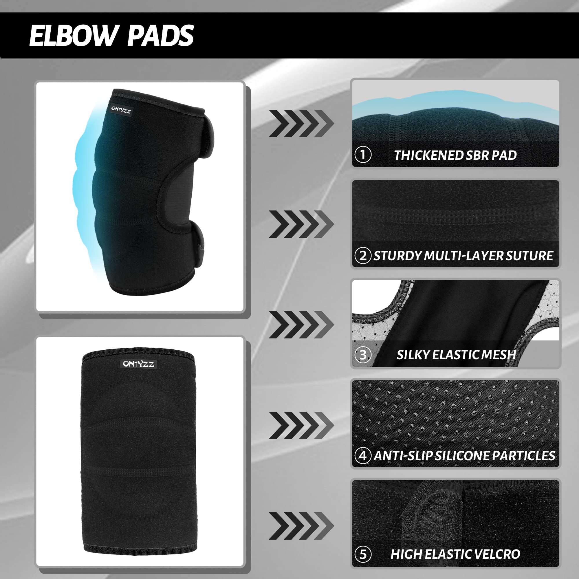 ONTYZZ Kids Soft Knee Pads and Thickened SBR elbow pads Adjustable Knee and Elbow Pads Protective Suit Gear for Cycling Volleyball Skateboarding Soccer Hockey Black/L