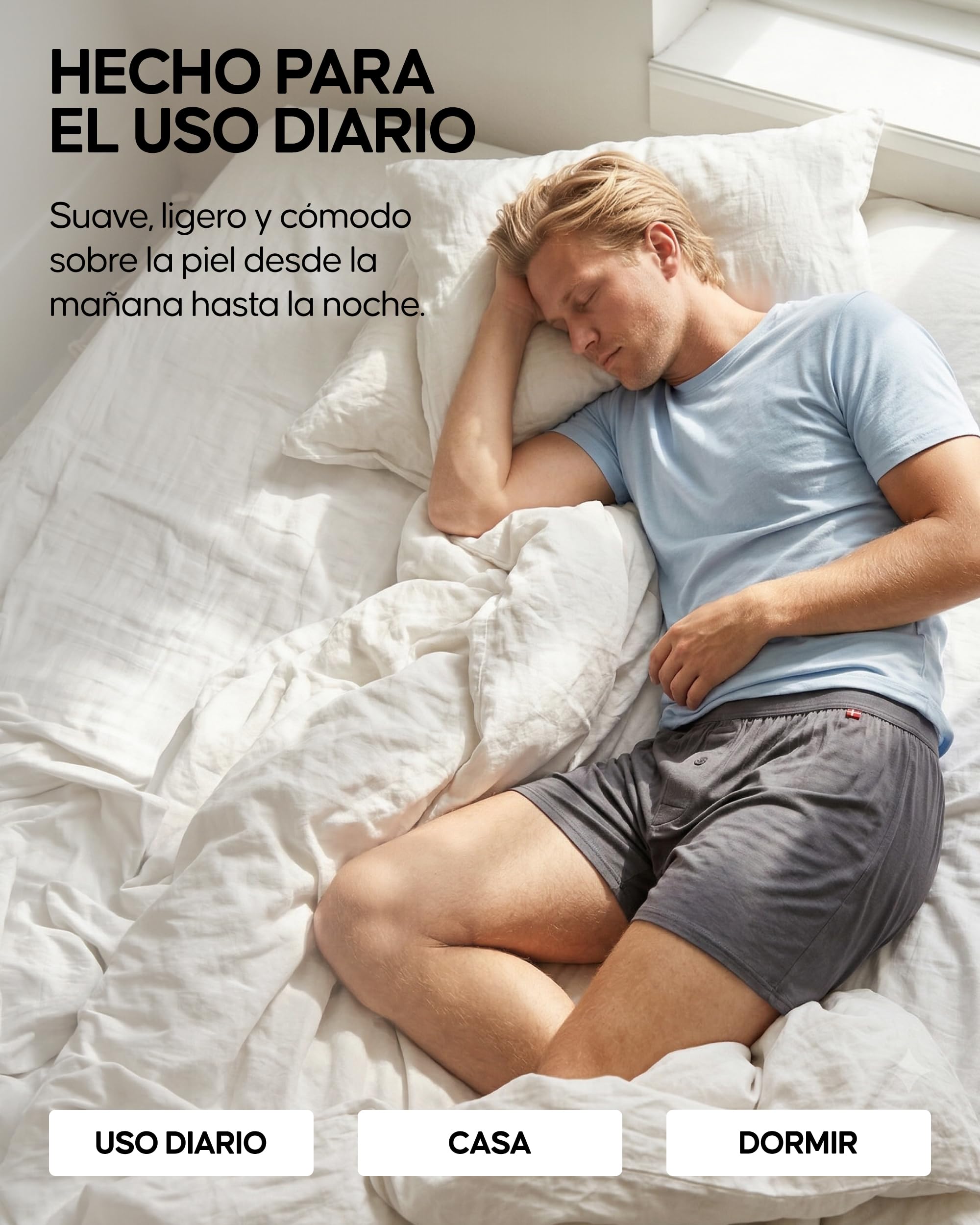 DANISH ENDURANCE Calzoncillos Hombre Boxer de Bambú, Calzoncillos Ajustados y Cómodos, Cintura Elástica, para Uso Diario, Pack de 6