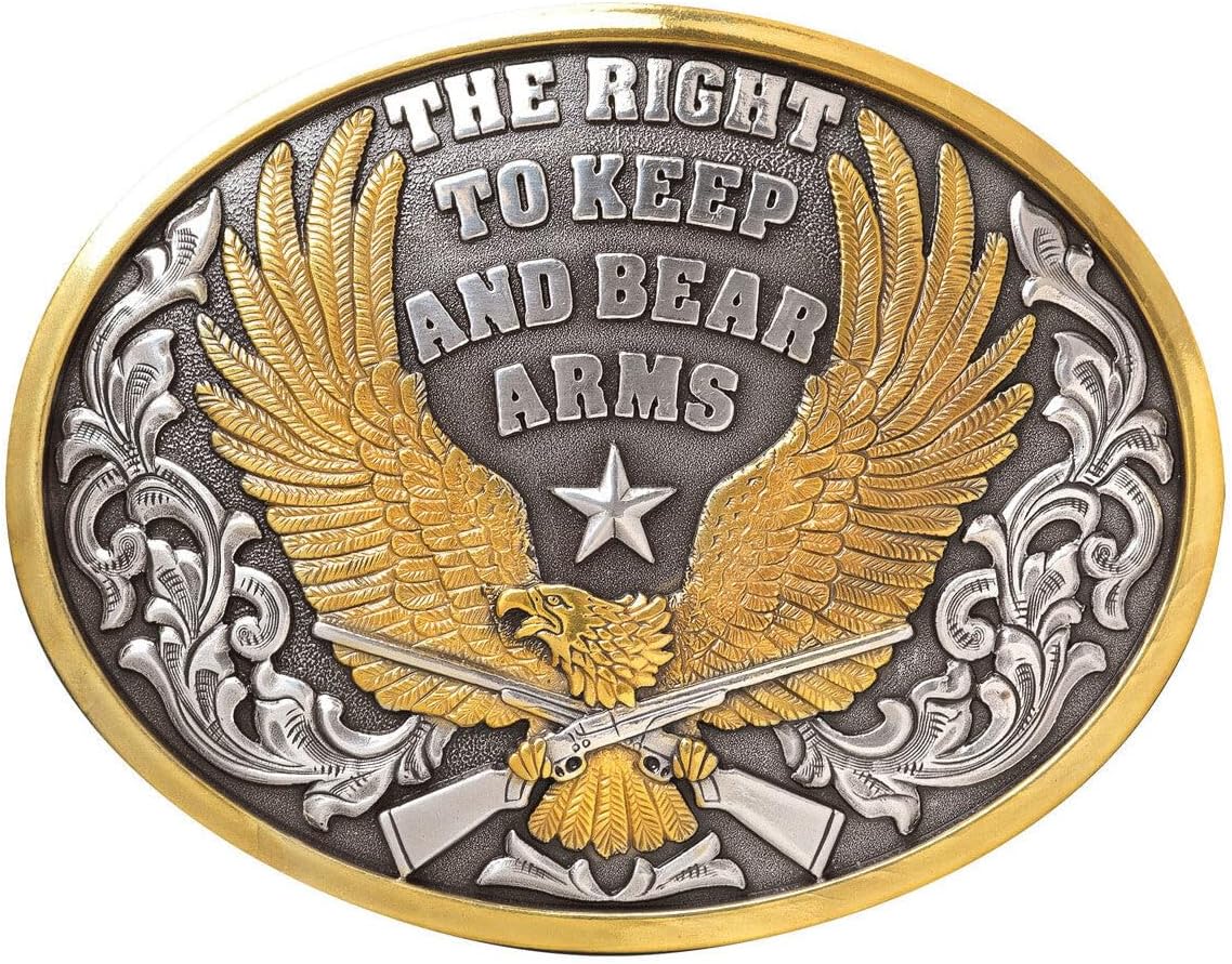 M&F Western Products Products The Right to Bear Arms Eagle Belt Buckle - Antique, Western Style - Antique Gold