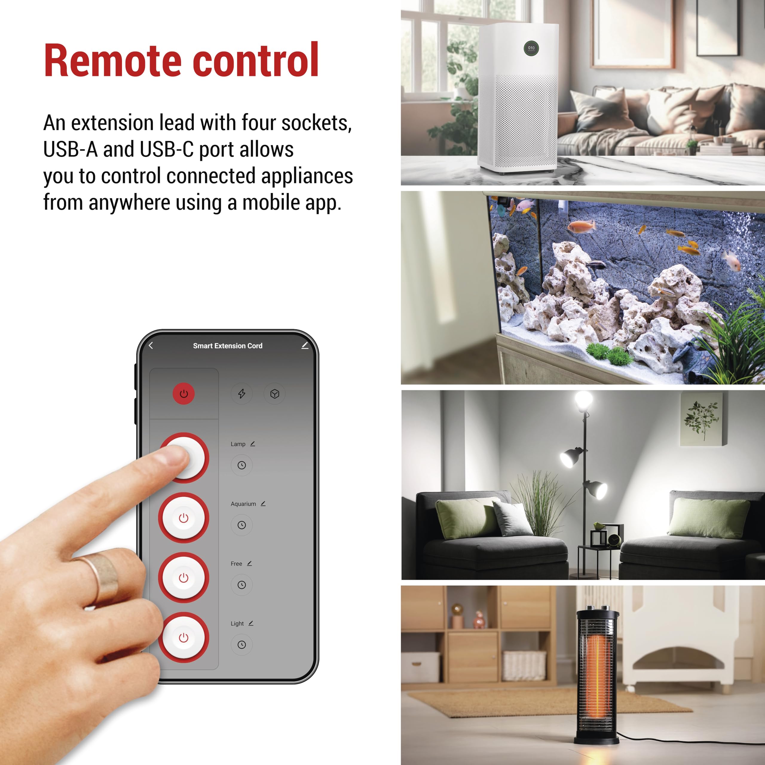 EMOS GoSmart - Bloc multiprise 4 Prises avec WiFi, App, 2 Ports USB-C/USB-A, wattmètre, minuterie et Interrupteur - 2 m - Compatible Alexa, Google Assistant - Standard French